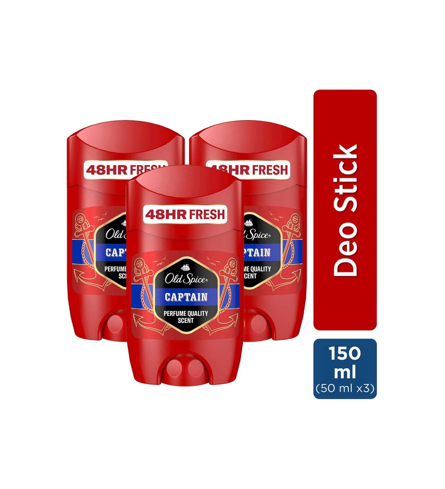 Old Spice Captain Men's Stick Deodorant 50 ml x 3 - Buy Online on GoSupps.com