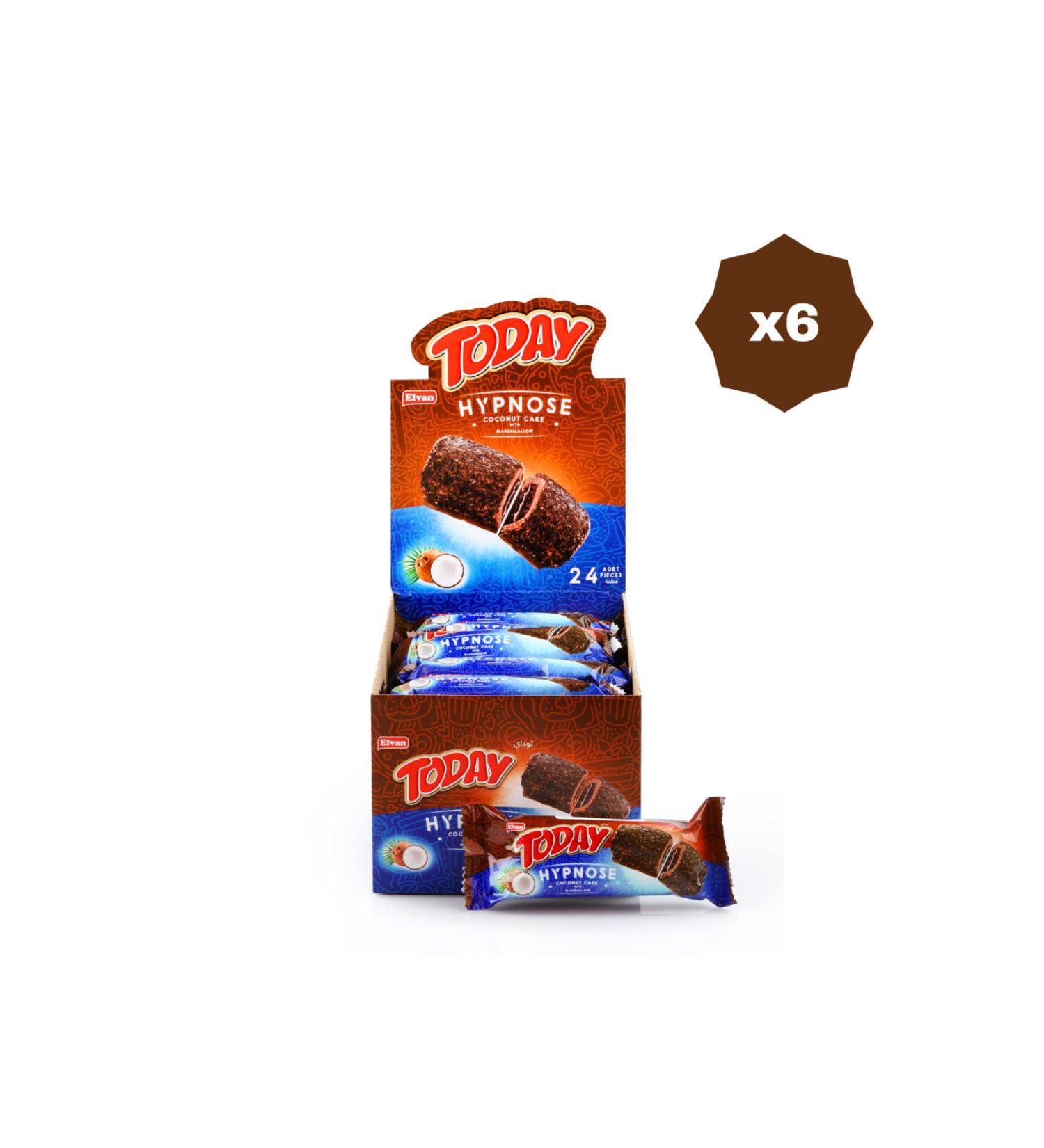 Elvan TODAY COCOA MARSHMALLOW COATED COCONUT CAKE 45 GR 24 PIECES - (6 PACKS)
