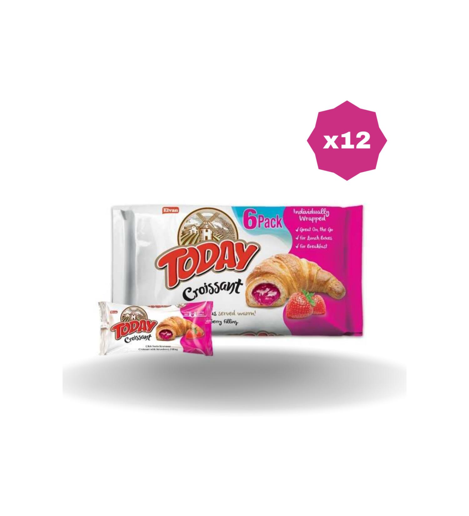 Elvan TODAY CROISSANT STRAWBERRY PACKAGE 40 GR 6 PIECES (12 PACKS)