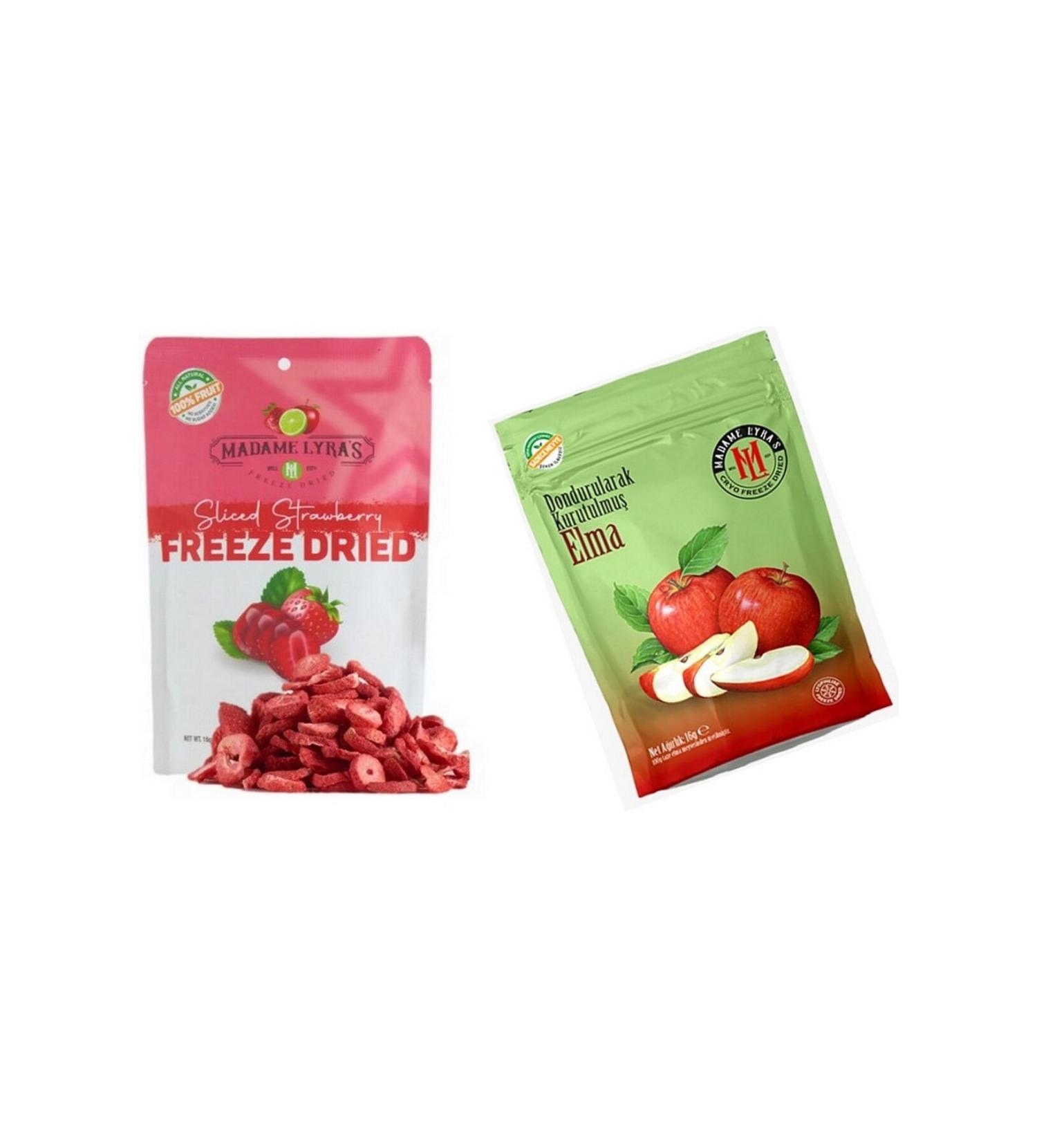 Madame Lyras 2-Piece Box * 16 gr Freeze Dried Fruit Tasting Box Strawberry Apple
