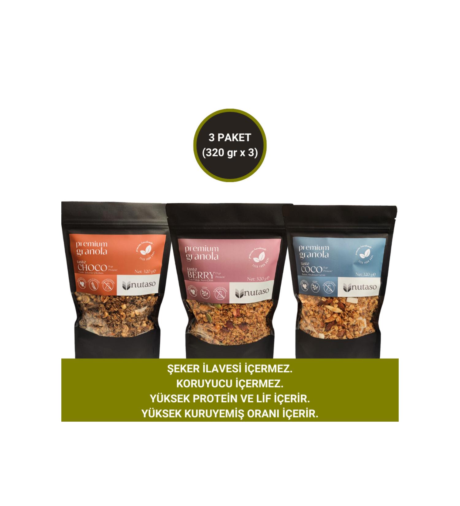 nutaso nutrition taste solutions Choco Berry Coco Granola (320 gr x 3)