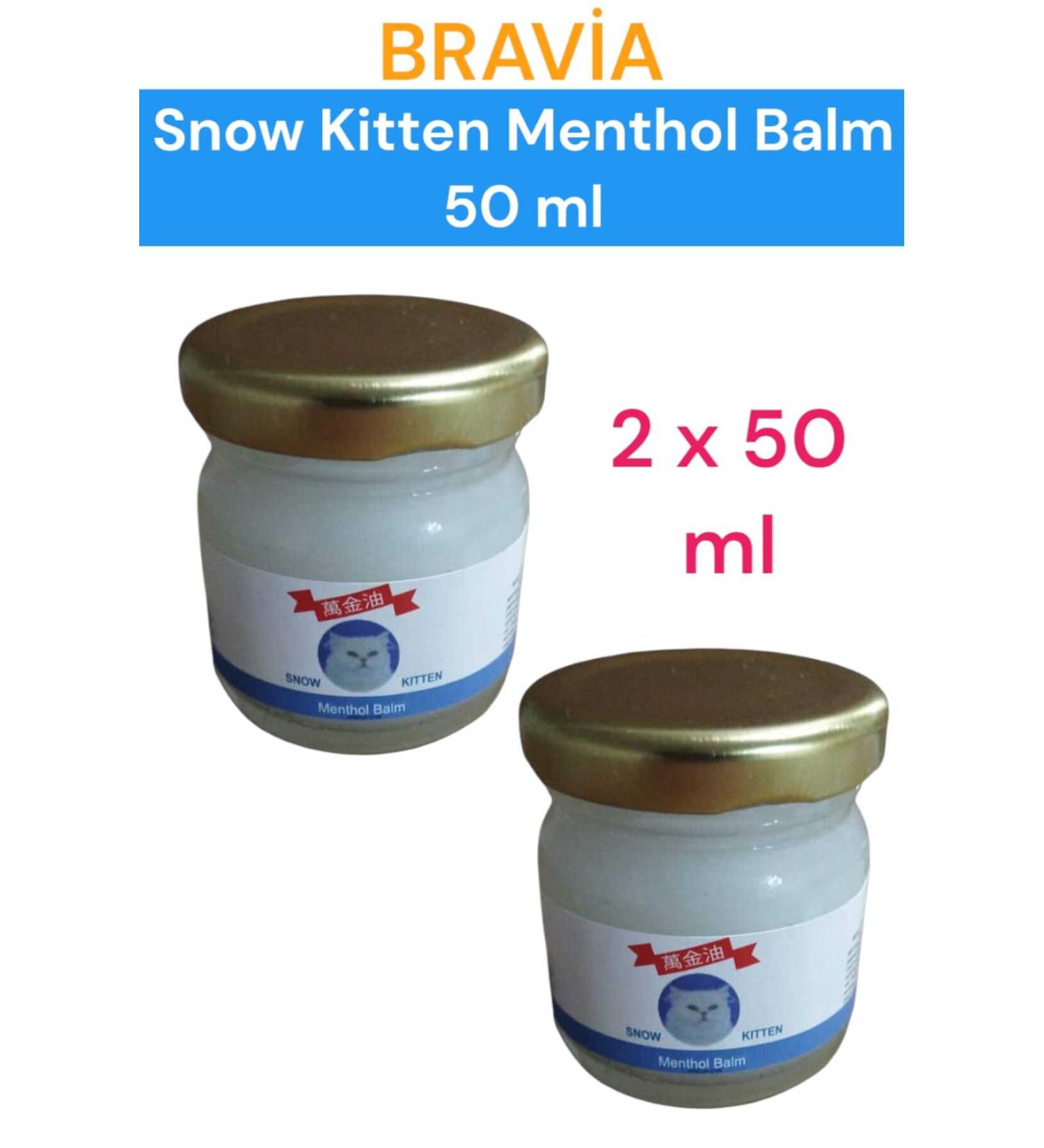 Bravia Snow Kitten Menthol Balm Cream 50 ml 2 PCS - In Healthy Glass Packaging for Your Pains