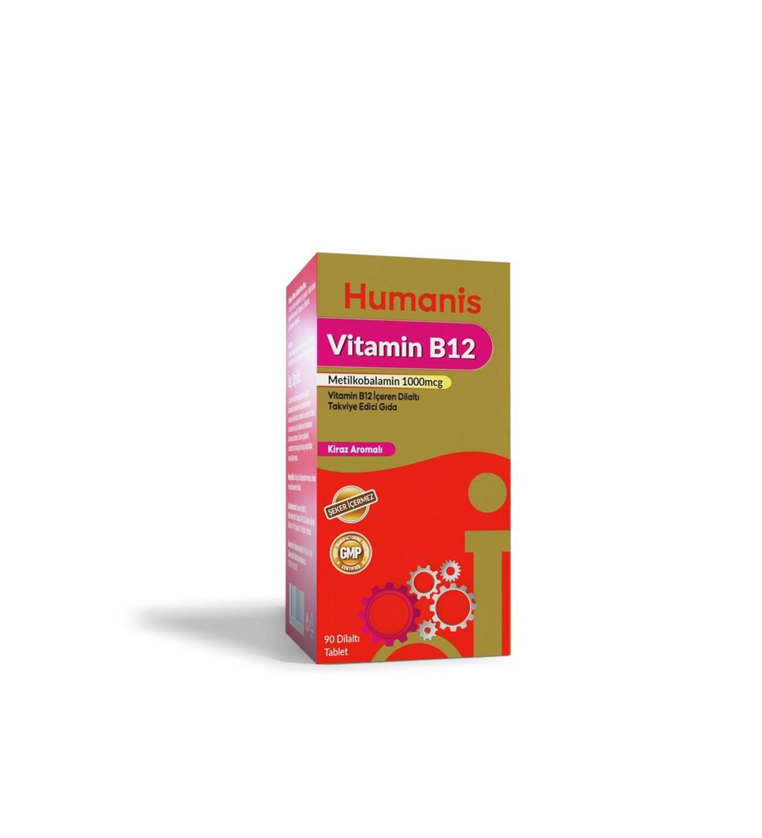 Humanis Vitamin B12 90 Sublingual Tablets Cherry Flavored
