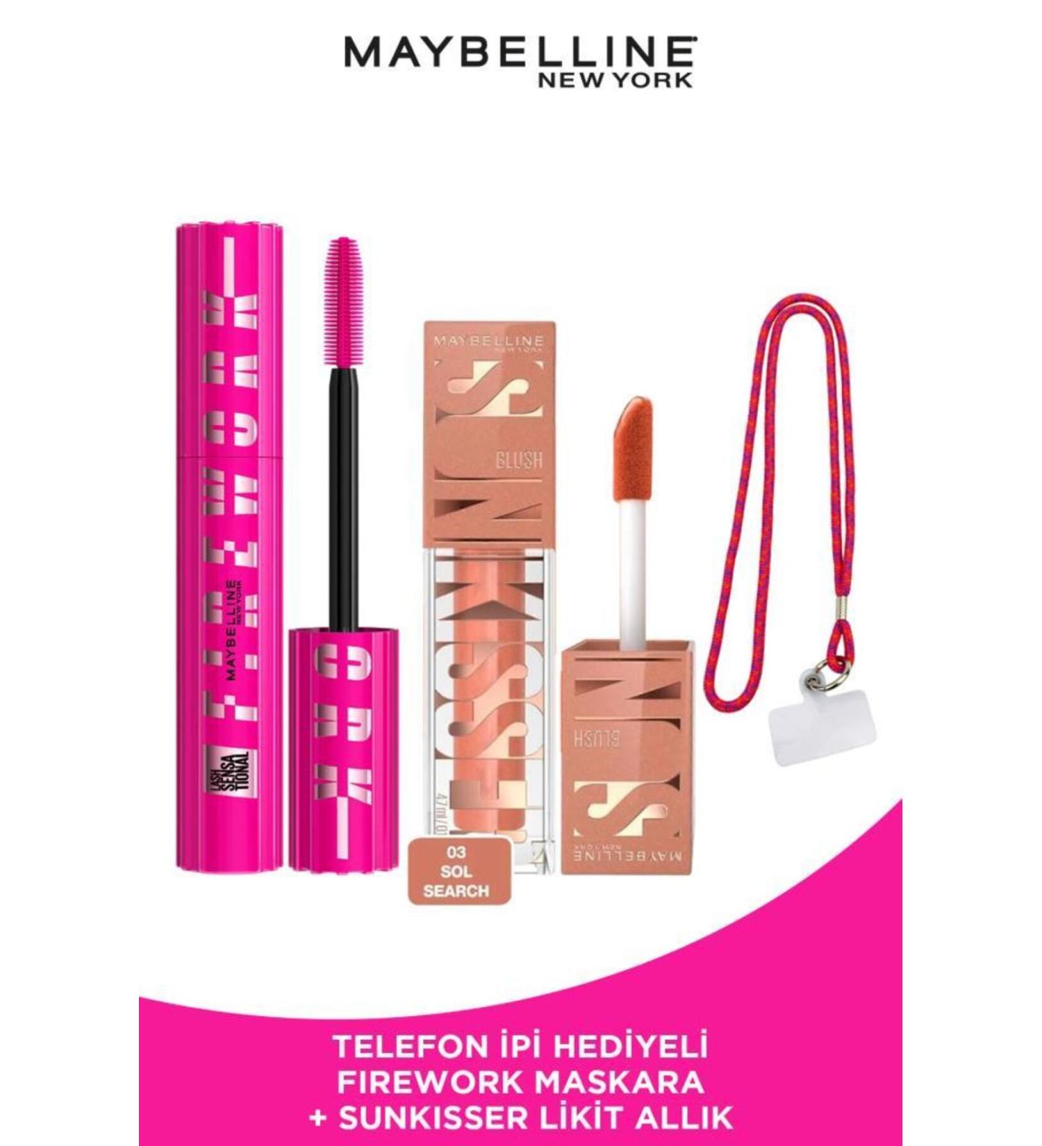 Maybelline New York Firework Mascara & Sunkisser Shimmering Liquid Blush 03 Sol Search- Gift Makeup Set - Buy Online on GoSupps.com