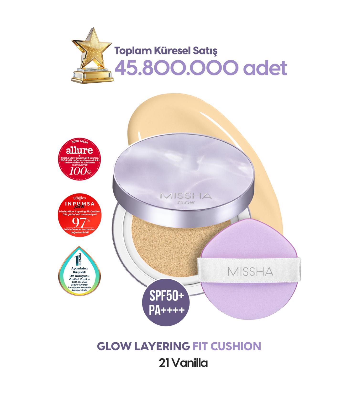 Missha Intensive Concealer Moist and Shiny Finish Cushion Glow Layering Fit Cushion No21 Vanilla SPF50+/PA++++ - Buy Online on GoSupps.com