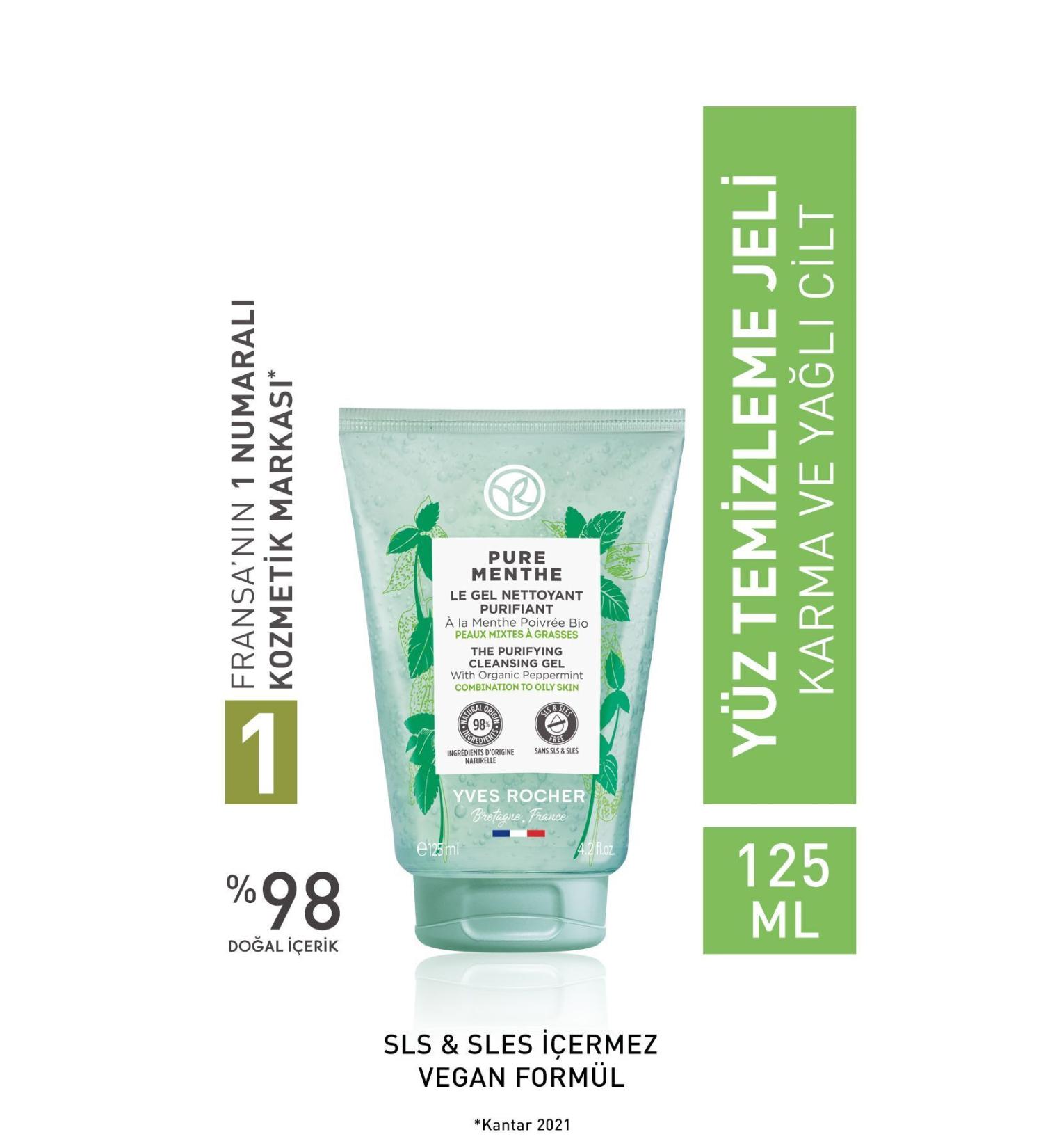 Yves Rocher Pure Menthe Prebiotic Face Wash Gel for Combination and Oily Skin - 125 ml - Buy Online on GoSupps.com