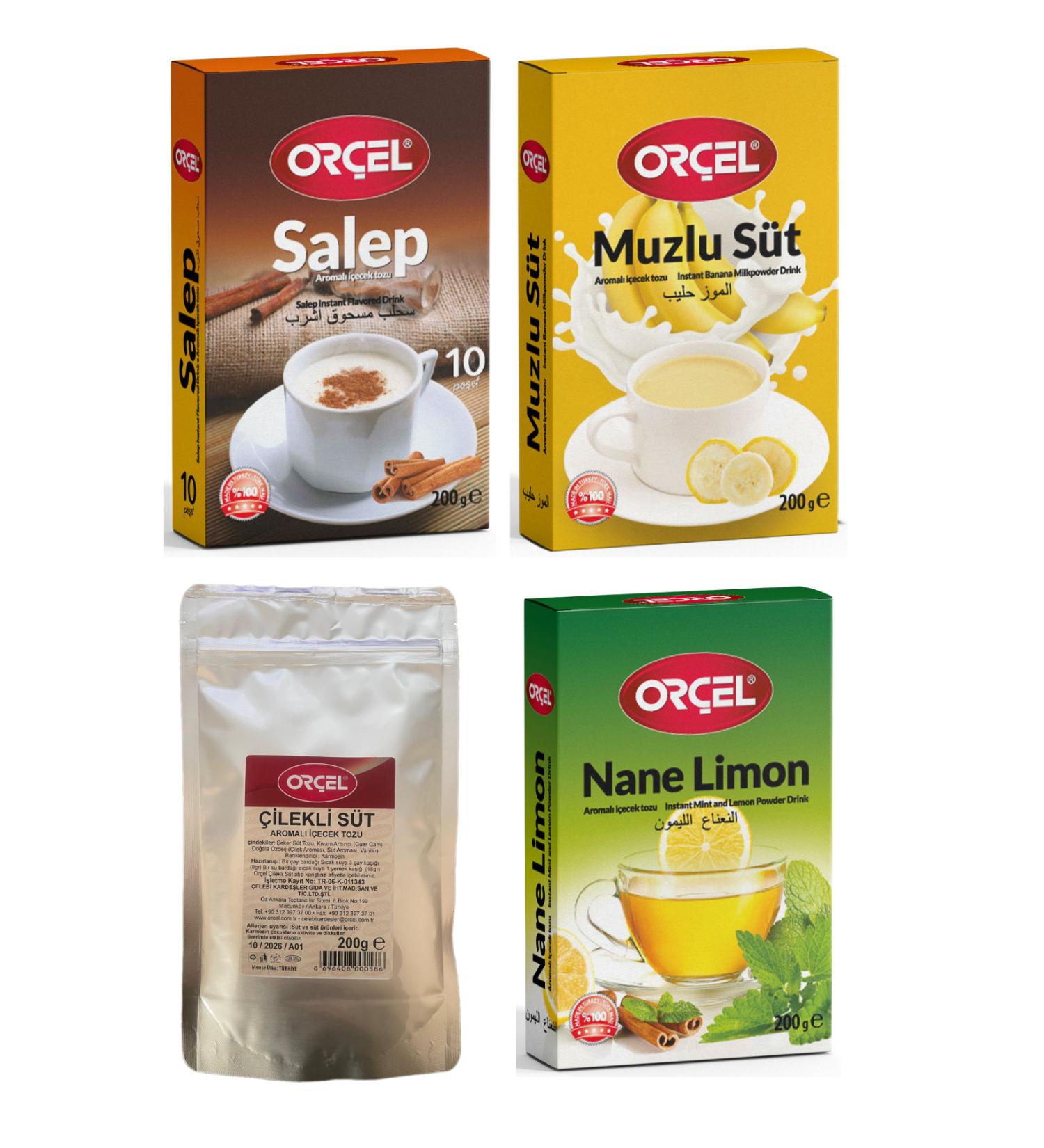OR EL Salep + Banana Milk + Strawberry Milk + Mint Lemon Flavored Drink Powder Oralet Tea 4x200gr. - Buy Online on GoSupps.com
