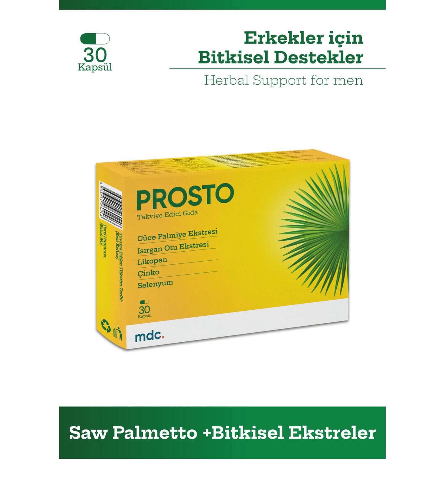 MDC PROSTO (Saw Palmetto Nettle Lycopene Zinc Selenium) 30 Capsules - Buy Online on GoSupps.com