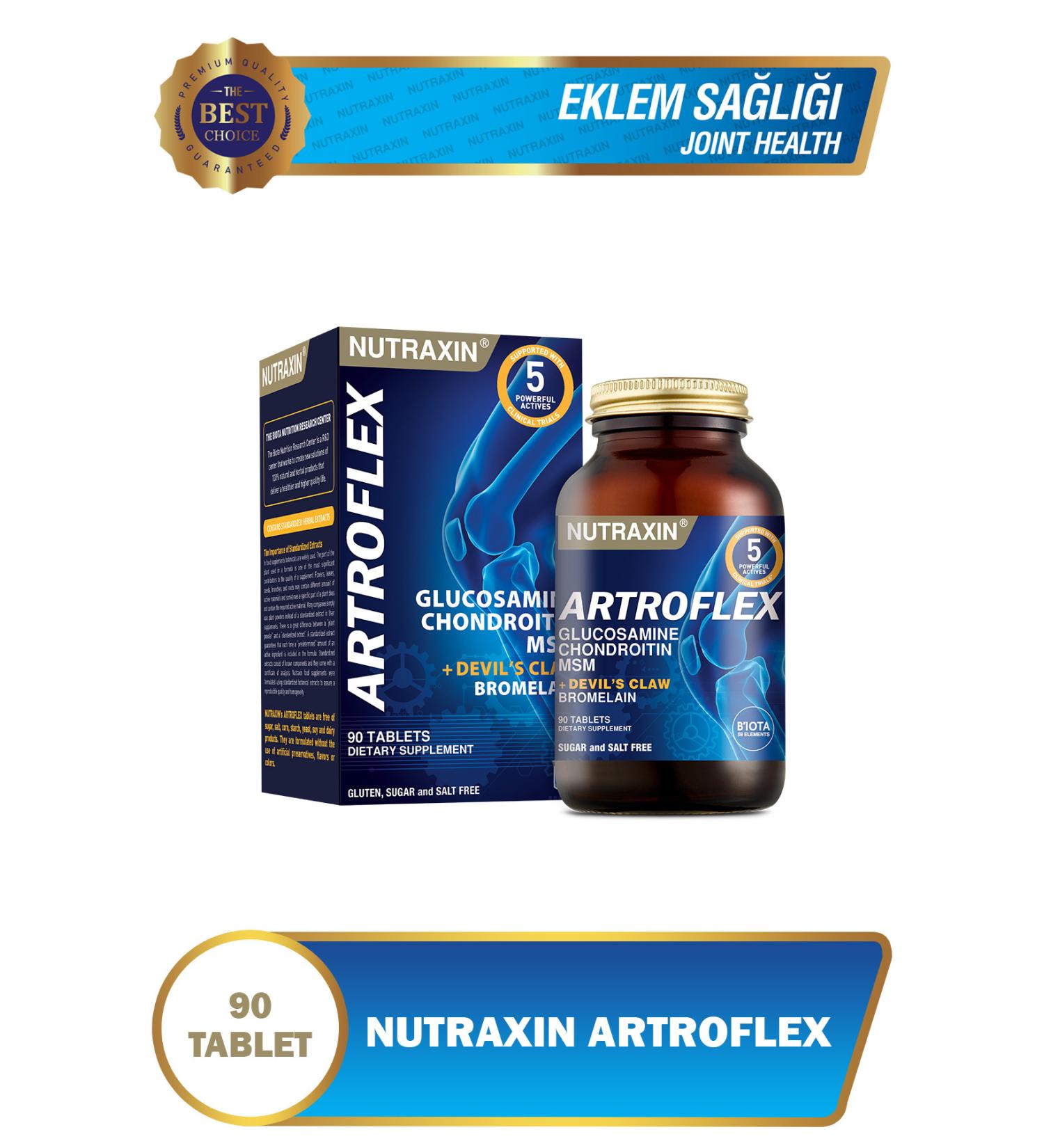 Nutraxin Artroflex 90 Tablets - Glucosamine Msm Chondroitin Bromelain Devil's Claw - Buy Online on GoSupps.com