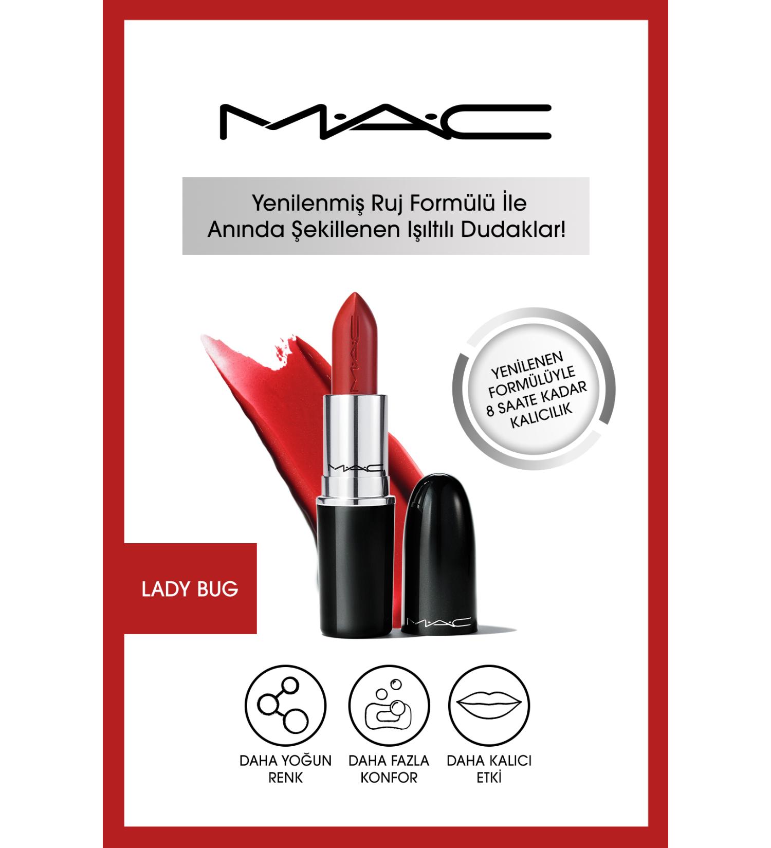 Mac Lustreglass Sheer-shine Easy-to-Apply Shiny Finish Lipstick - Lady Bug 3g - Buy Online on GoSupps.com