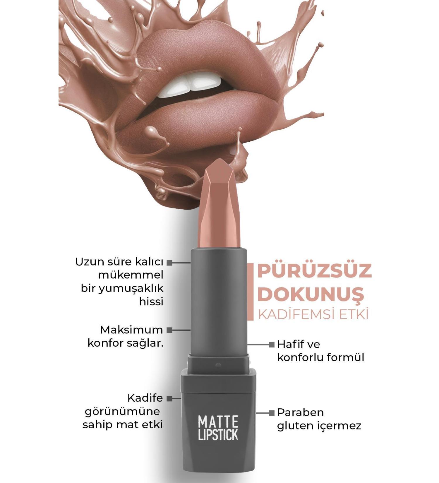 Alix Avien 402 Nude Matte Lipstick - Non-Drying Smooth Touch and Velvety Effect - Matte Lipstick