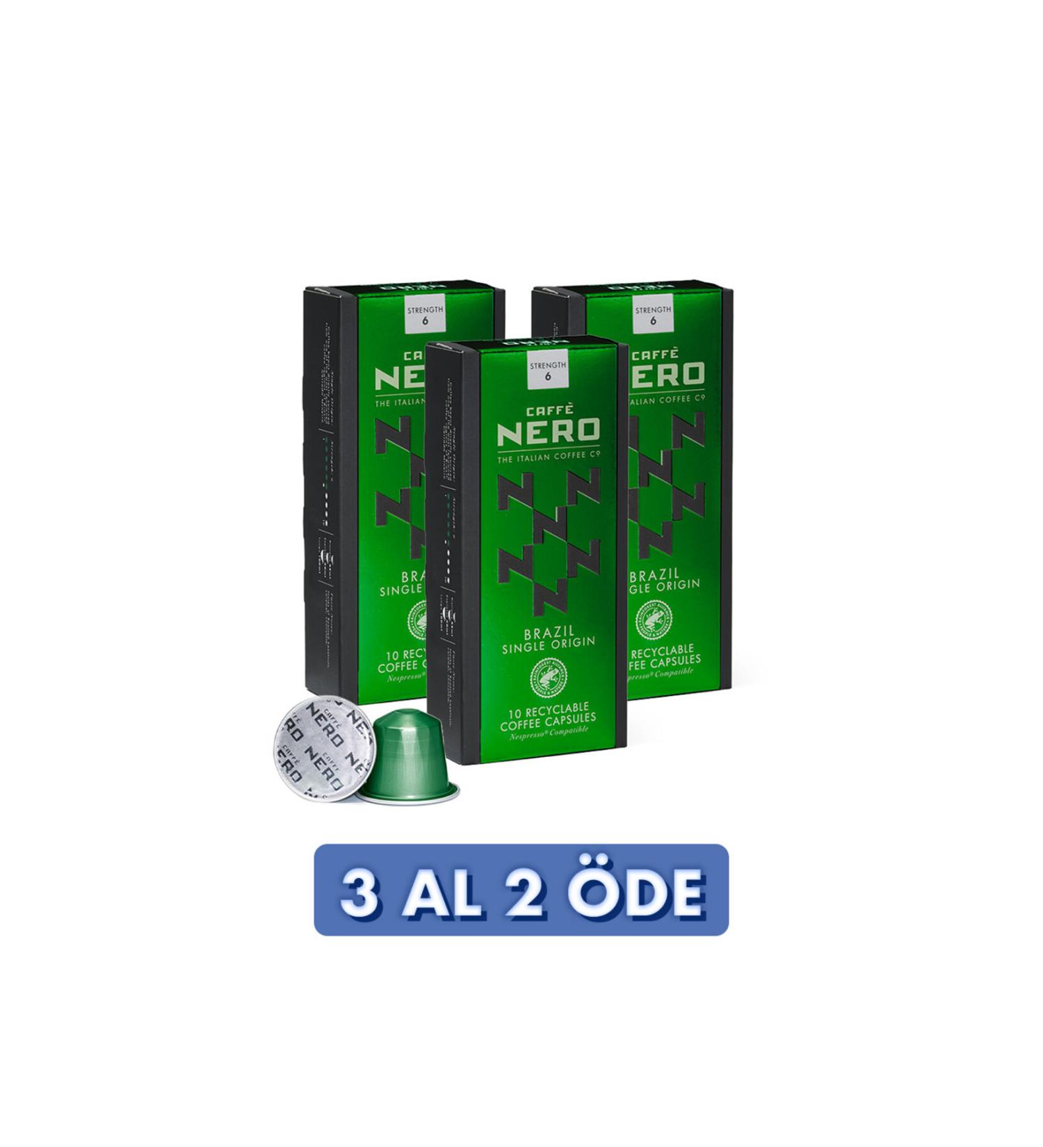 Caff Nero Capsule Coffee Brazil Single Origin 3 Boxes (30 CAPSULES)