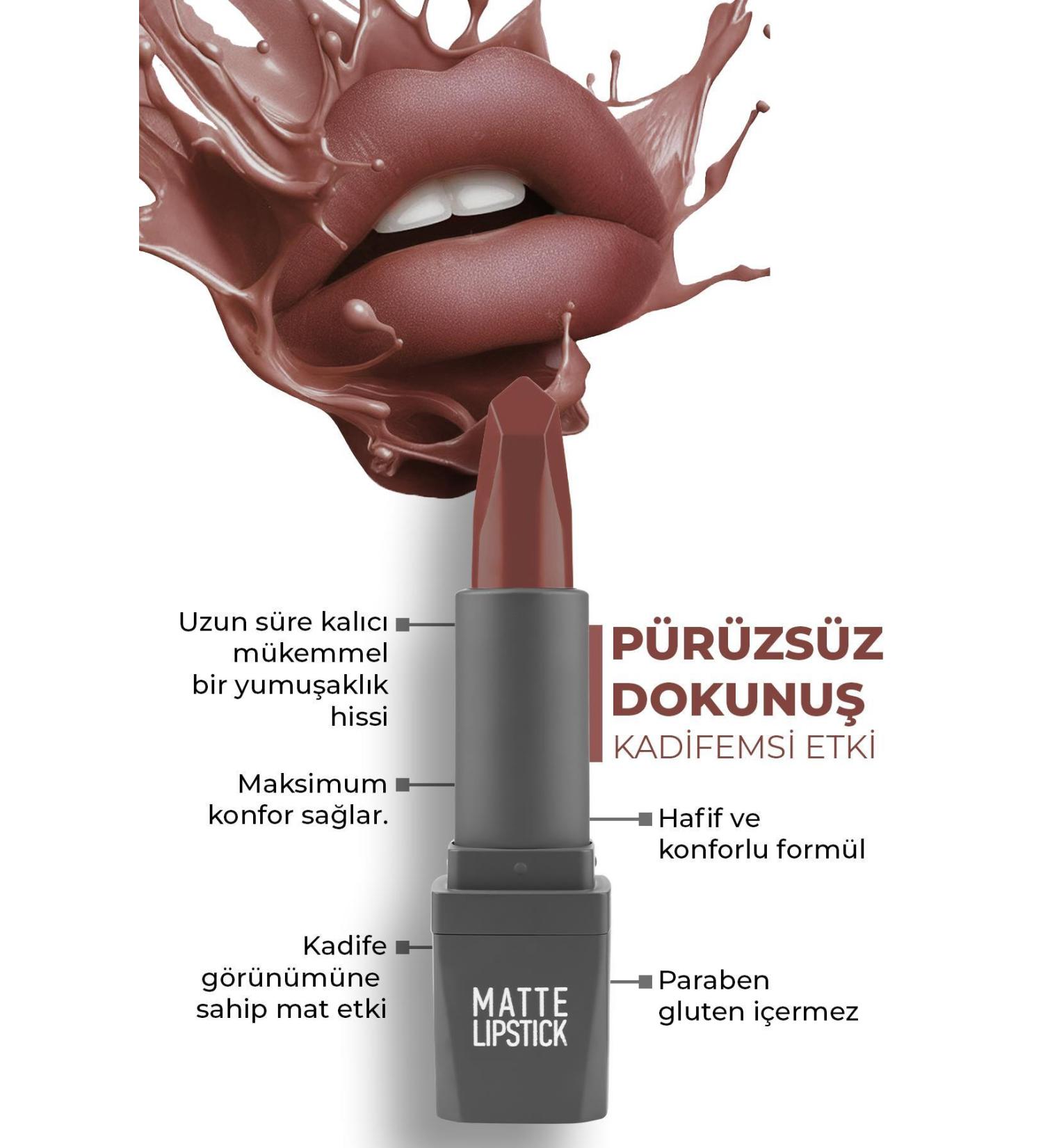 Alix Avien 410 Rose Coral Matte Lipstick - Non-Drying Smooth Touch and Velvety Effect - Matte Lipstick