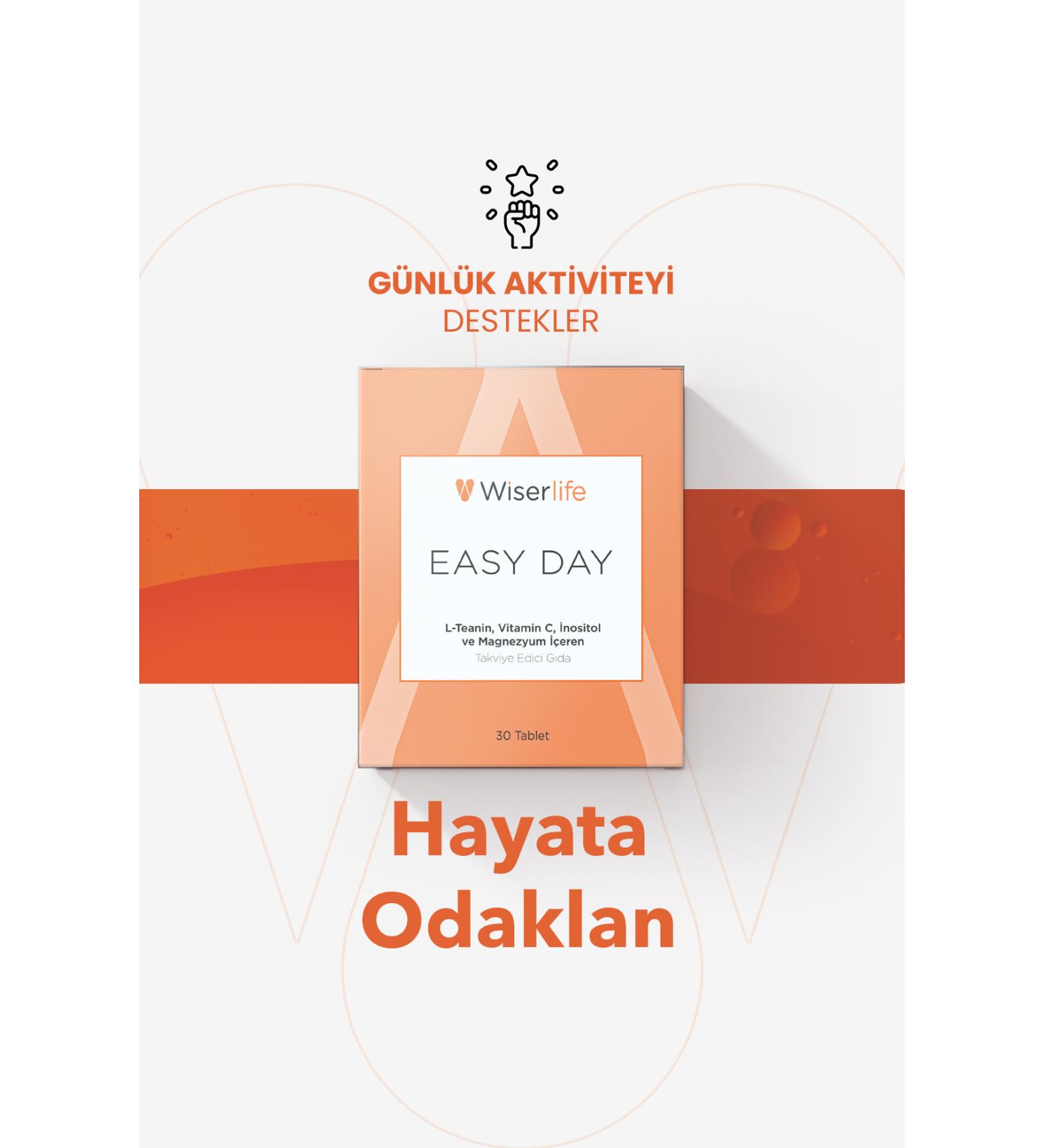 Wiserlife Easy Day L-theanine Vitamin C Inositol and Magnesium Supplementary Food 30 Tablets - Buy Online on GoSupps.com