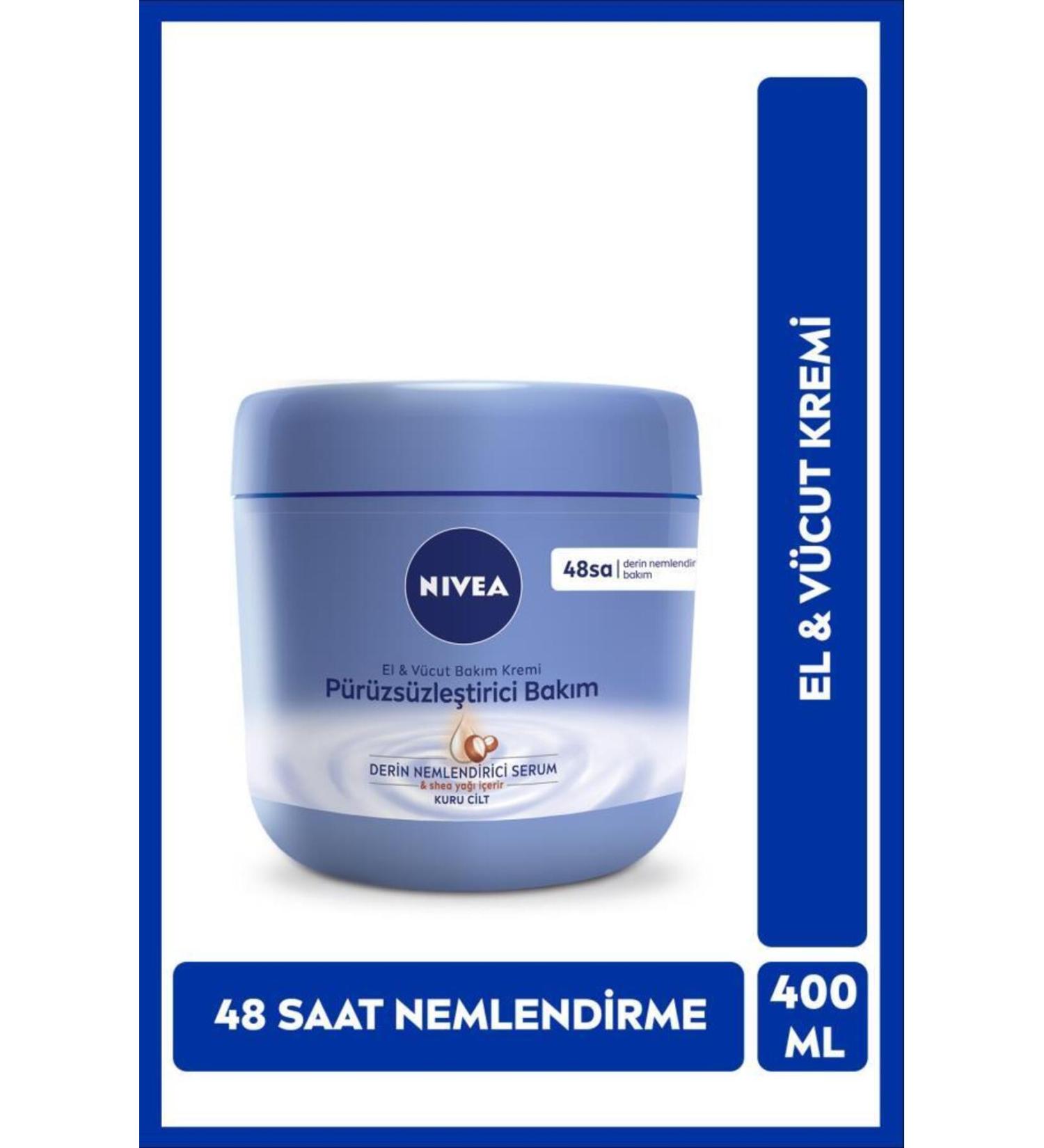 NIVEA Smoothing Hand And Body Care Cream 400ml 48 Hour Moisturizing Serum Shea Butter Dry SKINBLK WW62