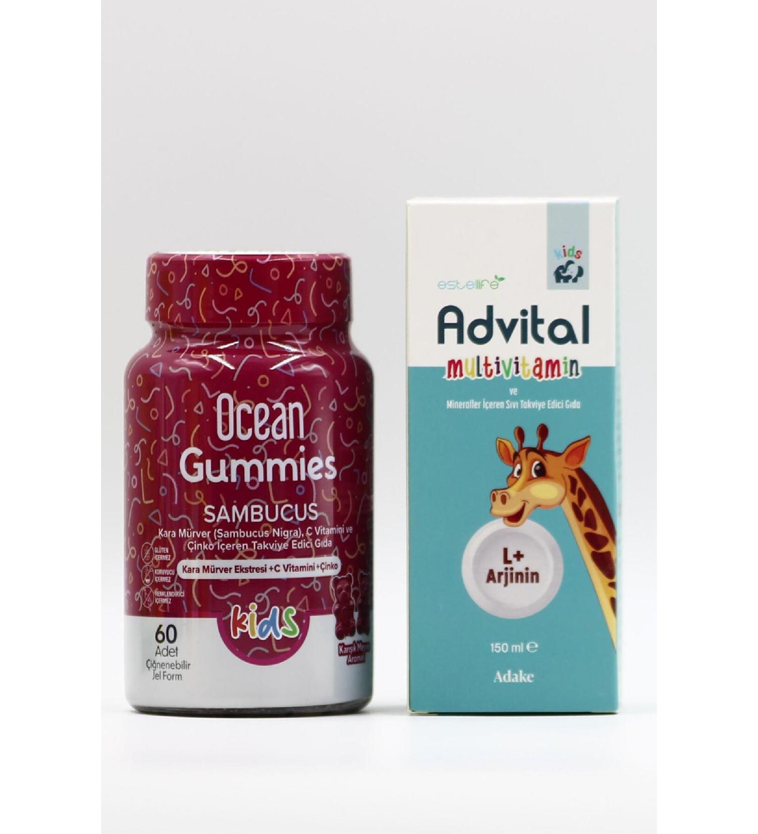Ocean Gummies Sambucus Chewable Form and Advital Multivitamin Syrup - Buy Online on GoSupps.com