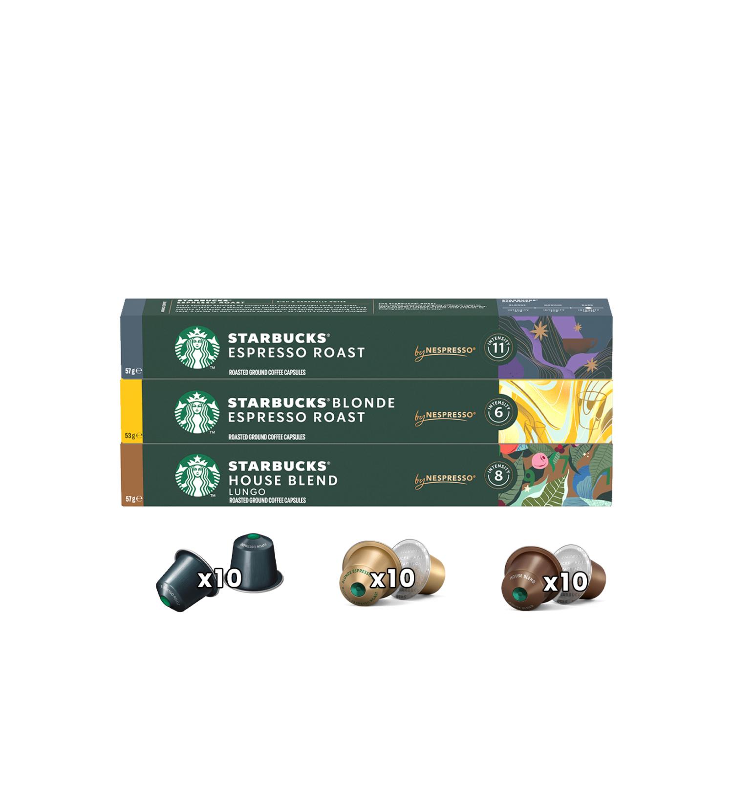 Starbucks Capsule Coffee Set House Blend - Blonde Espresso - Dark Espresso 30 Capsules Nespresso Compatible - Buy Online on GoSupps.com