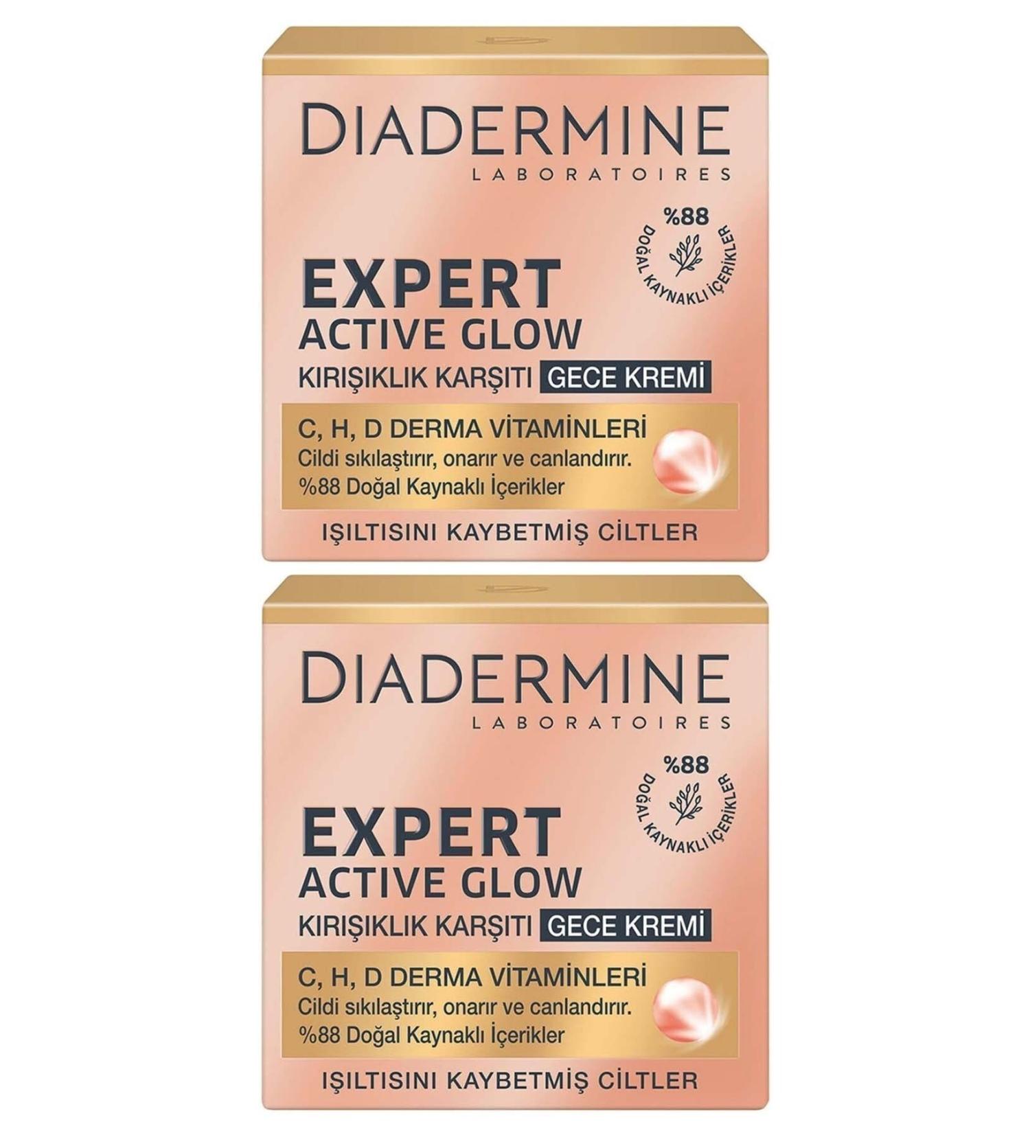 Diadermine Expert Active Glow Anti-Wrinkle Night Cream 50 Ml X 2 Pieces