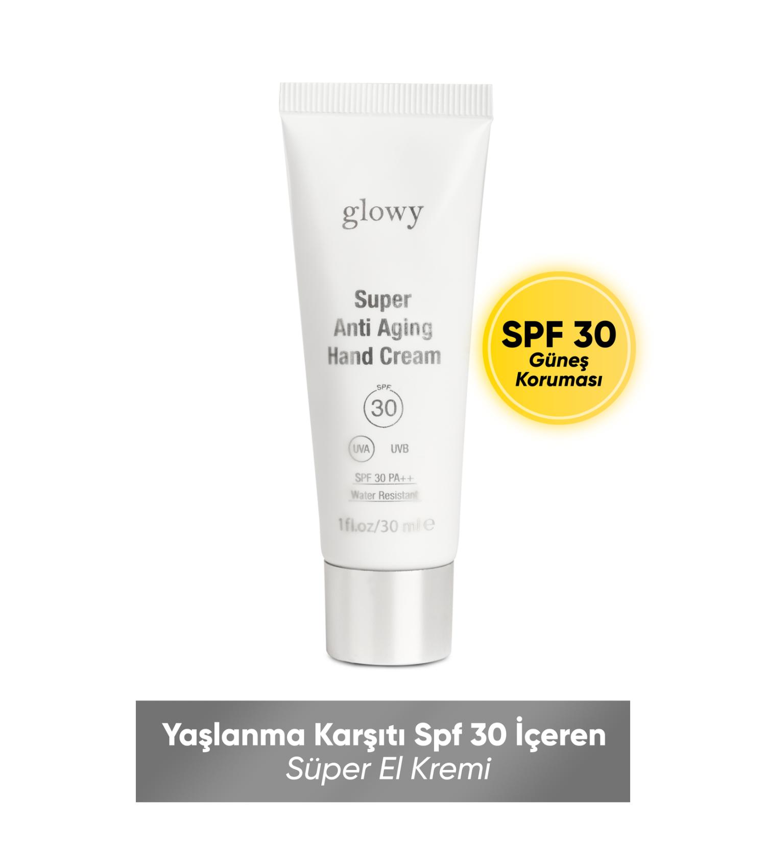 GLOWY Anti-Aging Super Hand Cream with Spf30 30ml - Buy Online on GoSupps.com
