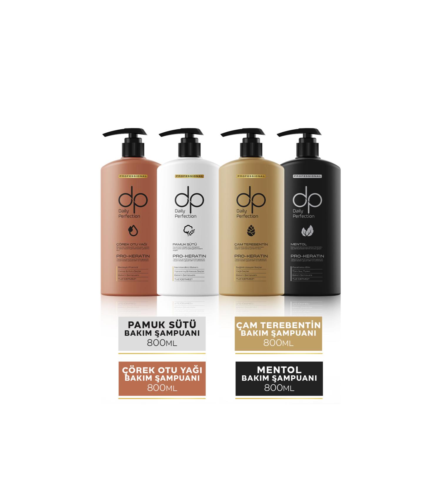 dp Daily Perfection Shampoo Pine Turpentine & Cotton Milk & Menthol & Black Cumin Oil 800 ml X 4 Piece Set - Buy Online on GoSupps.com