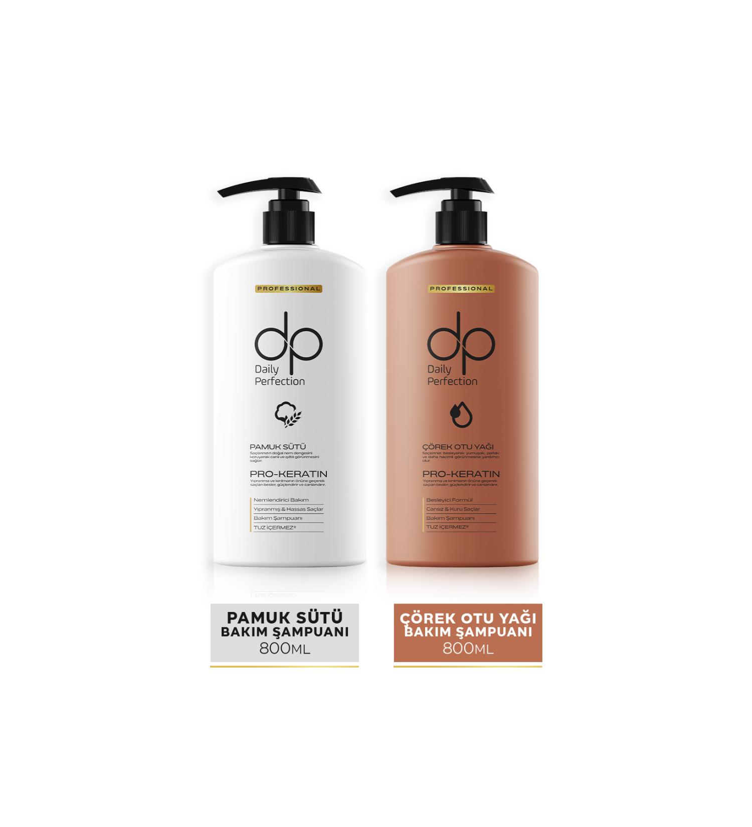 dp Daily Perfection Shampoo Cotton Milk 800 ml & Shampoo Black Cumin 800 ml - Buy Online on GoSupps.com