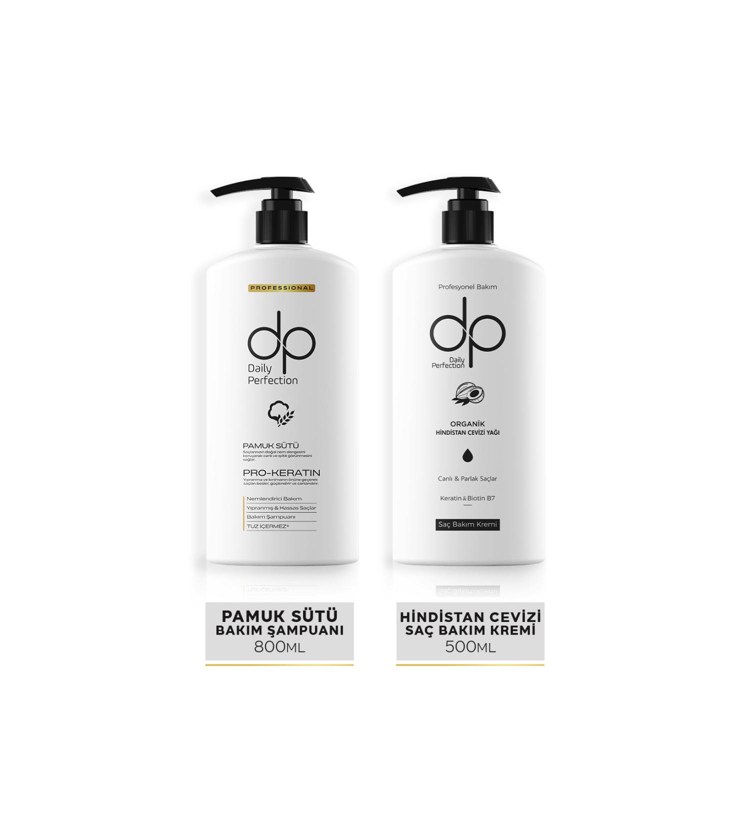 dp Daily Perfection Shampoo Cotton Milk 800 ml & Conditioner Coconut 500 ml - Buy Online on GoSupps.com