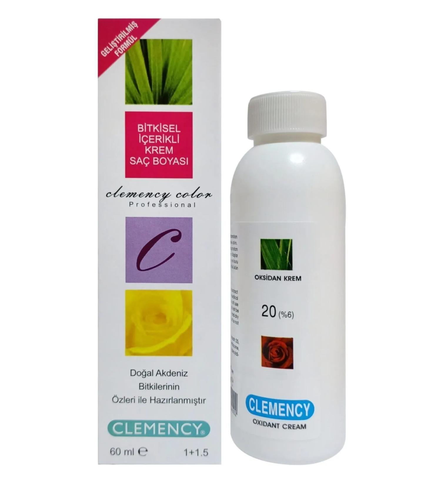 Clemency Herbal Tube Hair Dye 6.00 Dark Intense Blonde + Oxidant 90ml.