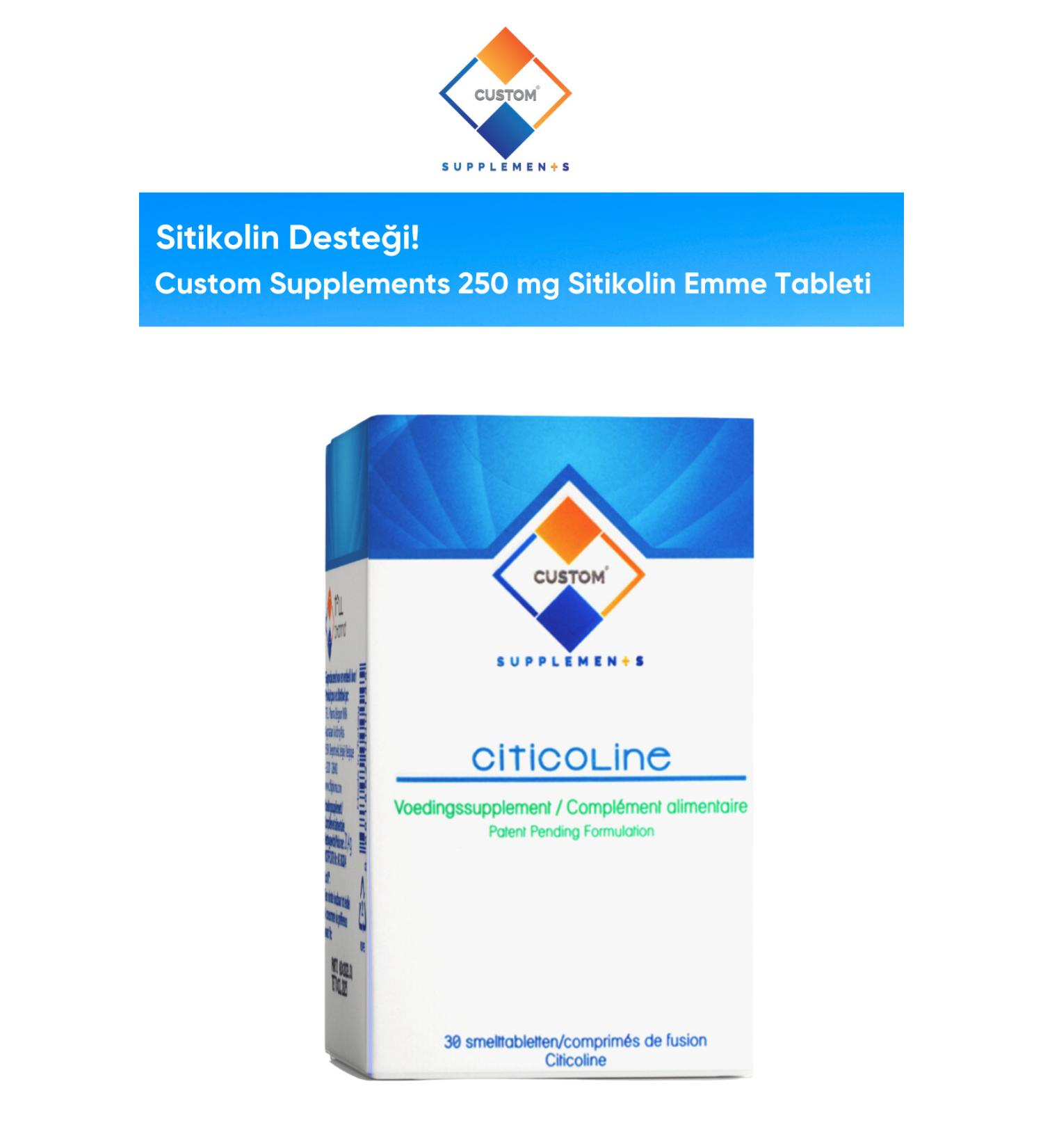 Custom Supplements 250 mg Citicoline Absorption Tablet (30 Tablets) - Buy Online on GoSupps.com
