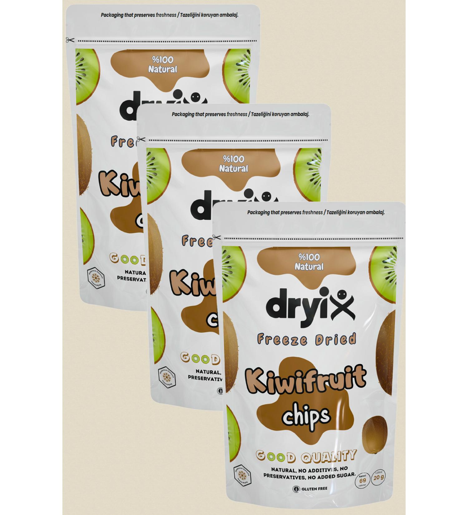 Dryix 3 Pack Kiwi Dried 25 Gr Freeze Dried Crispy Fruit Chips Freeze Dried