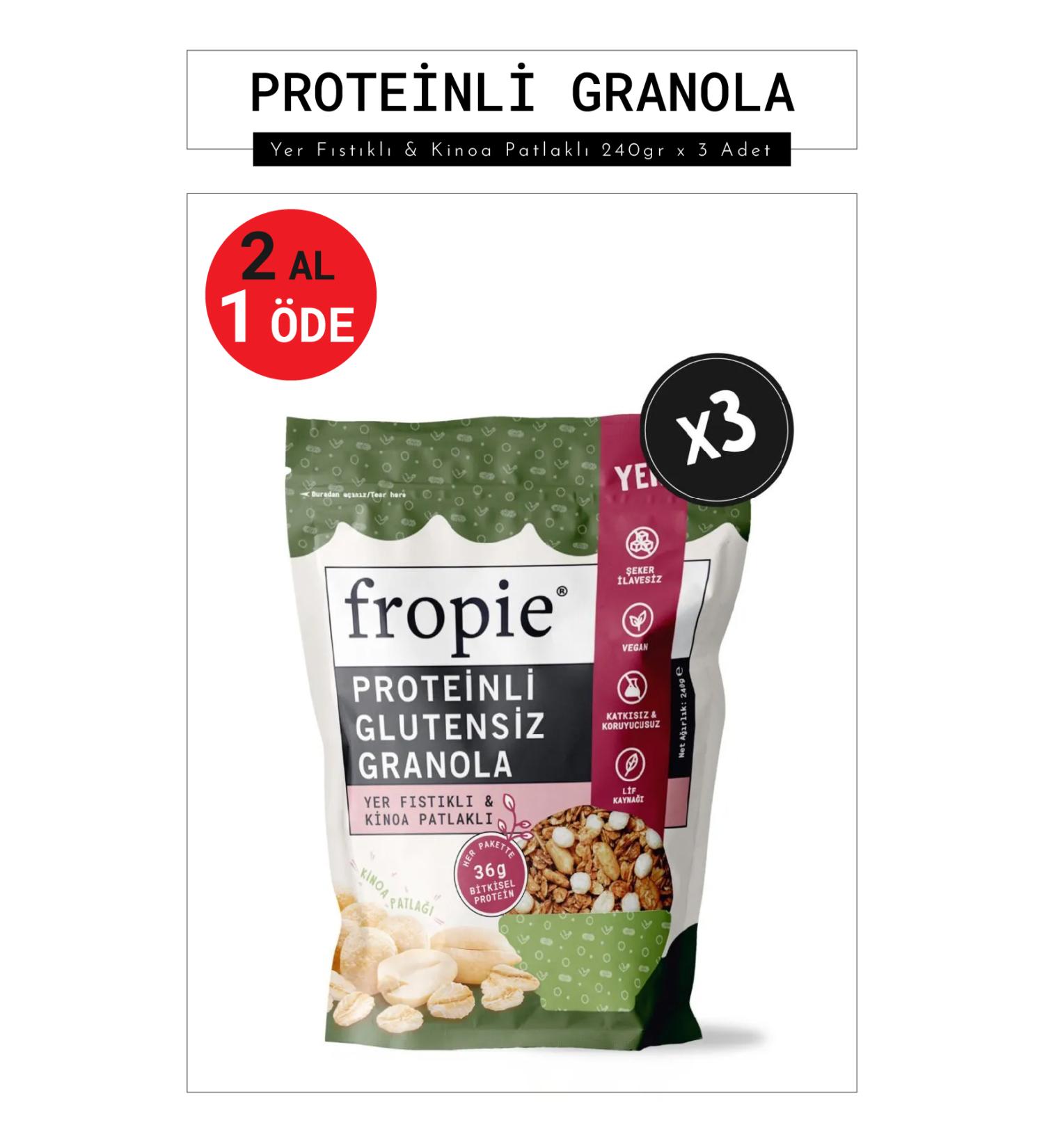 FROP E Protein Gluten Free Granola - Peanut & Quinoa Crisps 240gr x 3 Pieces - Buy Online on GoSupps.com