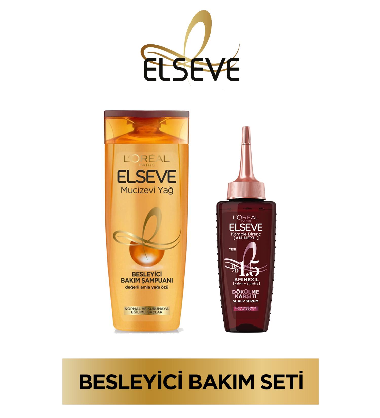 Elseve Aminexil (Anti-Loss Strengthener) Scalp Hair Serum 102ml + Miraculous Oil Nourishing Shampoo 390 ml