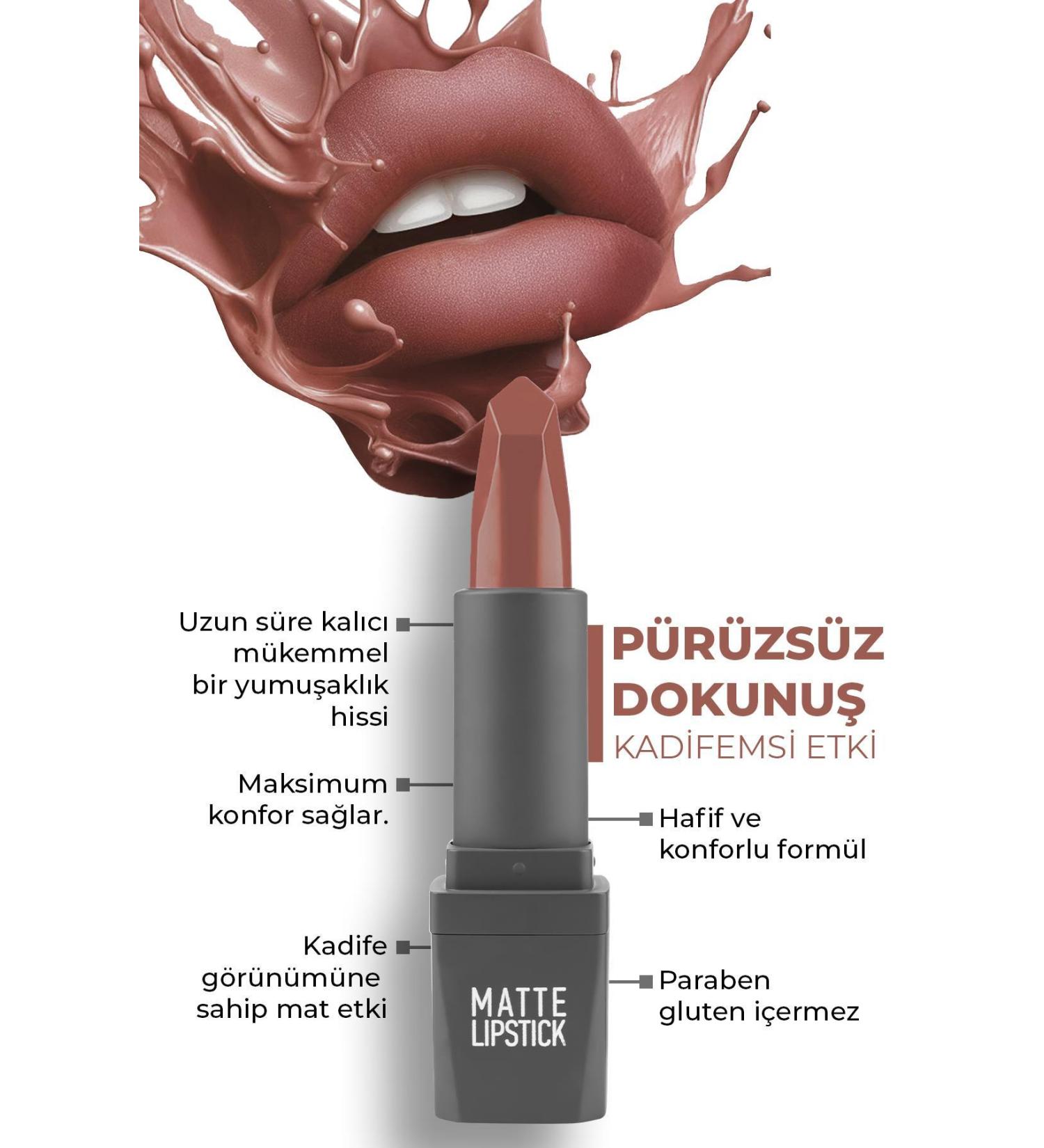 Alix Avien 405 Peach Nude Matte Lipstick - Non-Drying Smooth Touch and Velvety Effect - Matte Lipstick