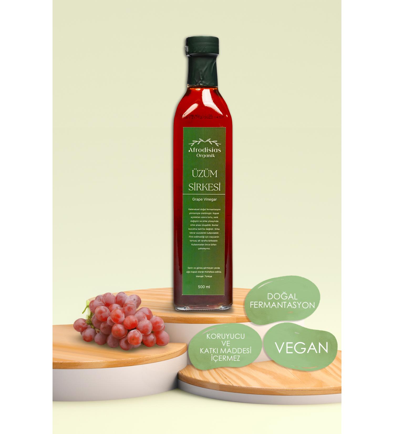 Afrodisias Organic Grape Vinegar 500 ML - Additive-Free Natural Fermentation (Grape Vinegar)