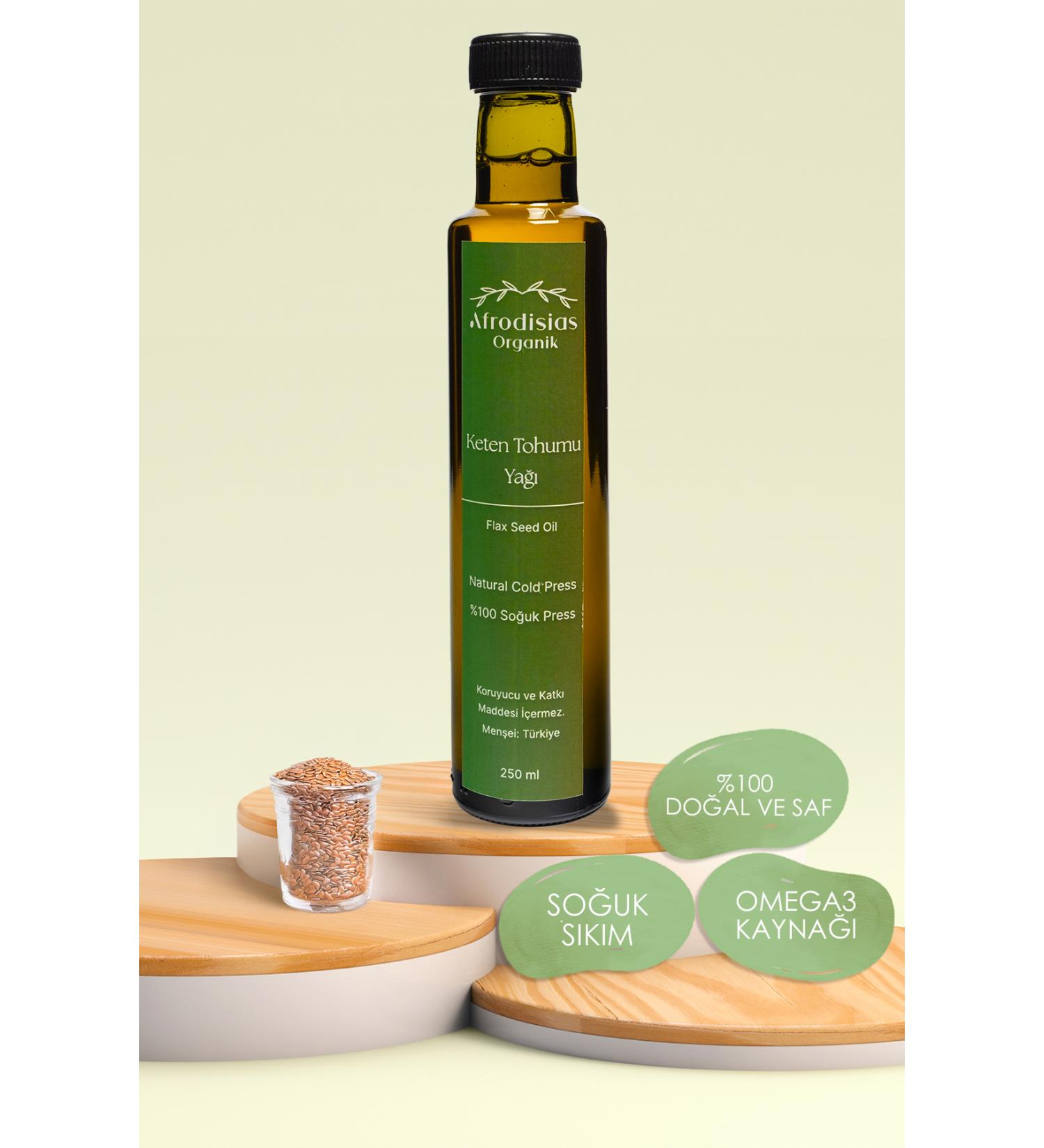 Afrodisias Organic Linseed Oil 250 ML - 0 Natural Cold Pressed - Omega3 Source