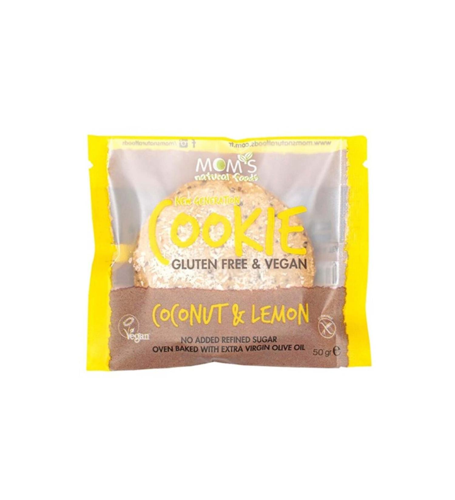 Mom's Natural Foods Coconut and Lemon Cookies 50gr X 12 Pieces