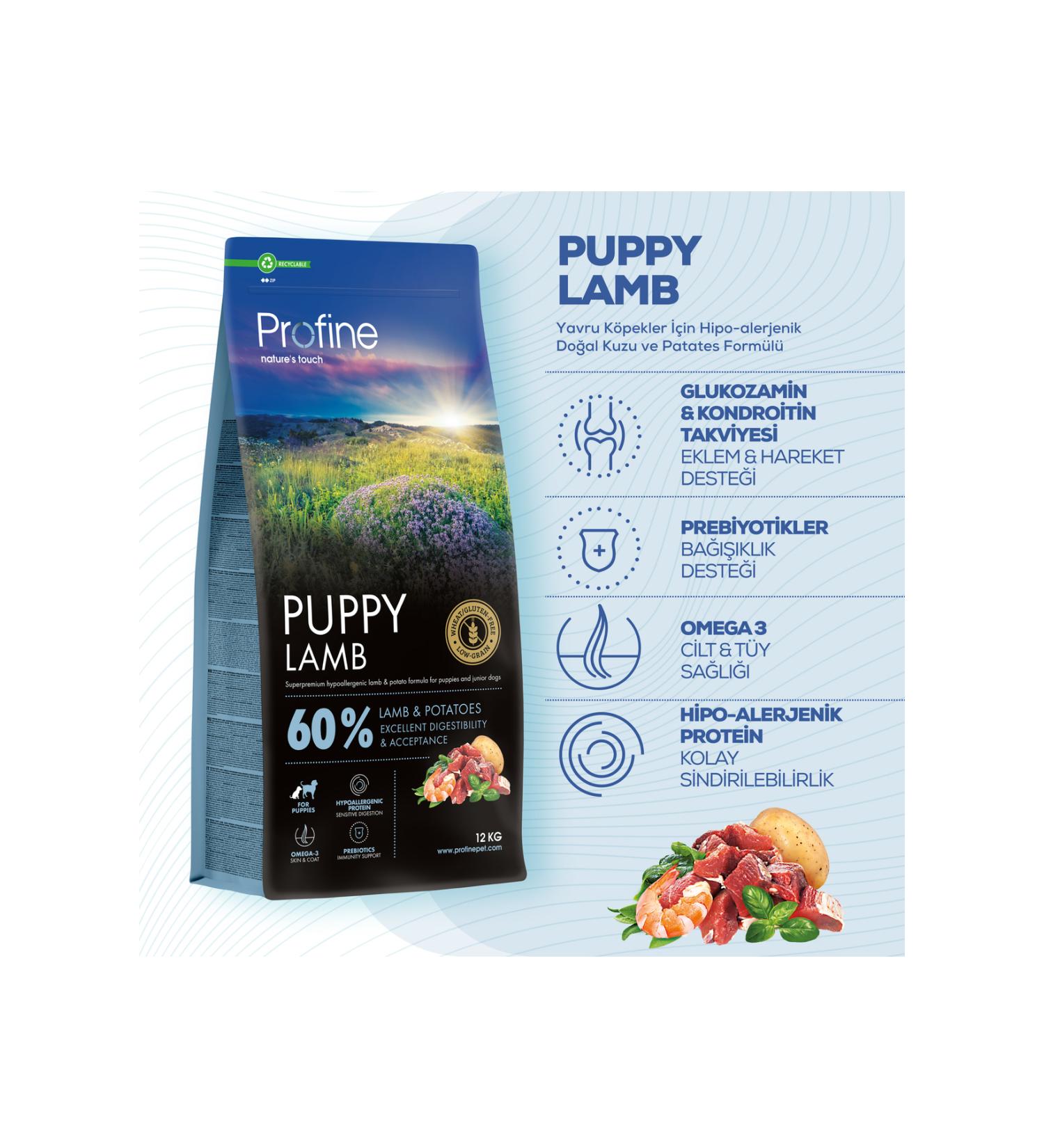 Profine Gluten-free Hypo-allergenic Natural Lamb and Potato Formula for Puppies 12kg - PUPPY LAMB