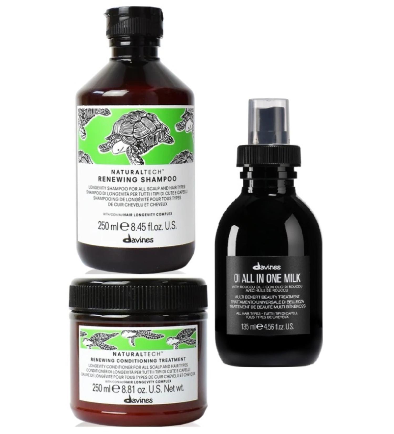Davines Revitaluxe Renewing Luxury Triple Care Set: Renewing ShampooCream OI Hair Milk (635 ml) BEAUTYSECRETSQ2