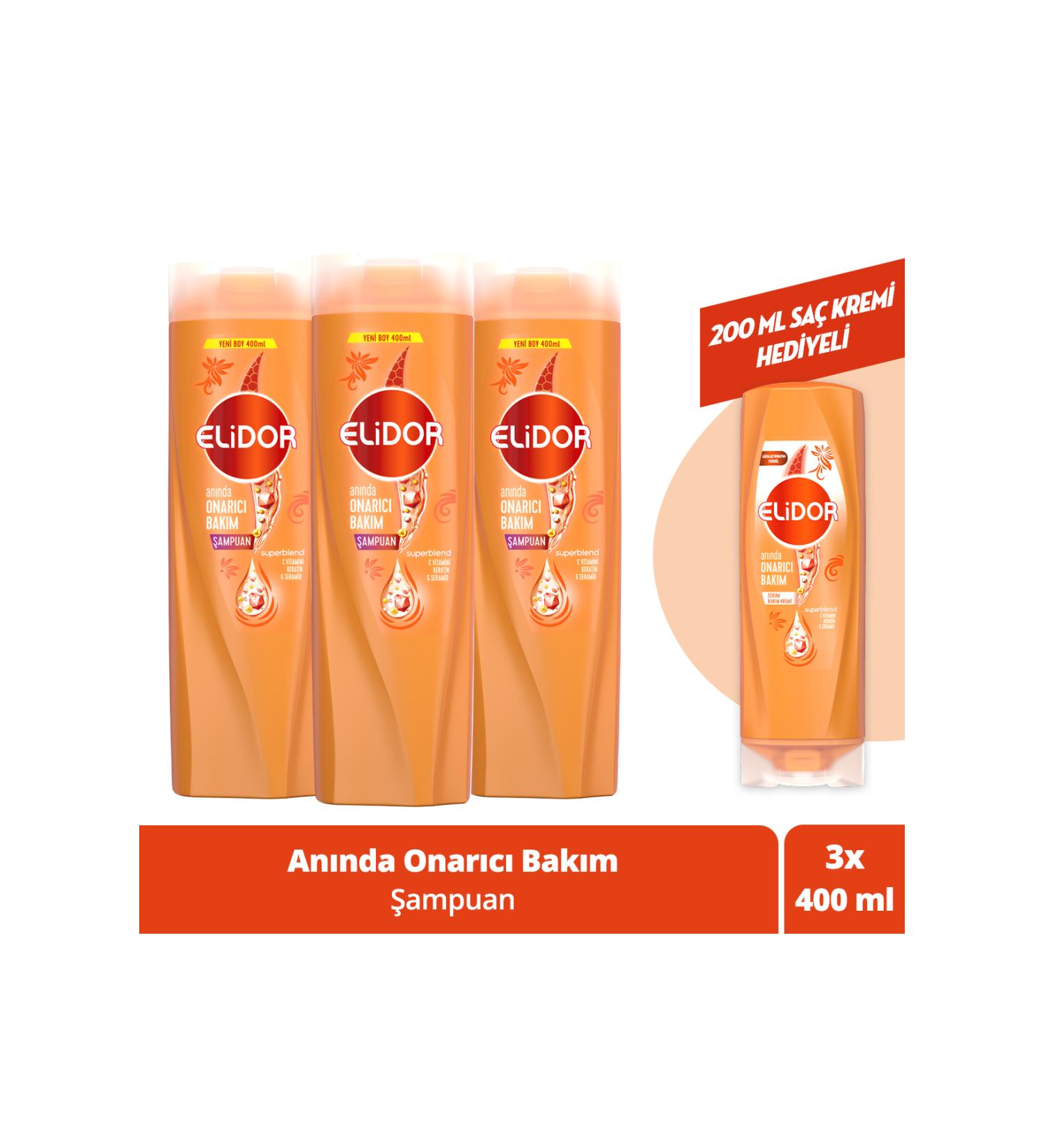 Elidor Superblend Hair Care Shampoo Instant Repair Care 400 ml X3 - Buy Online on GoSupps.com