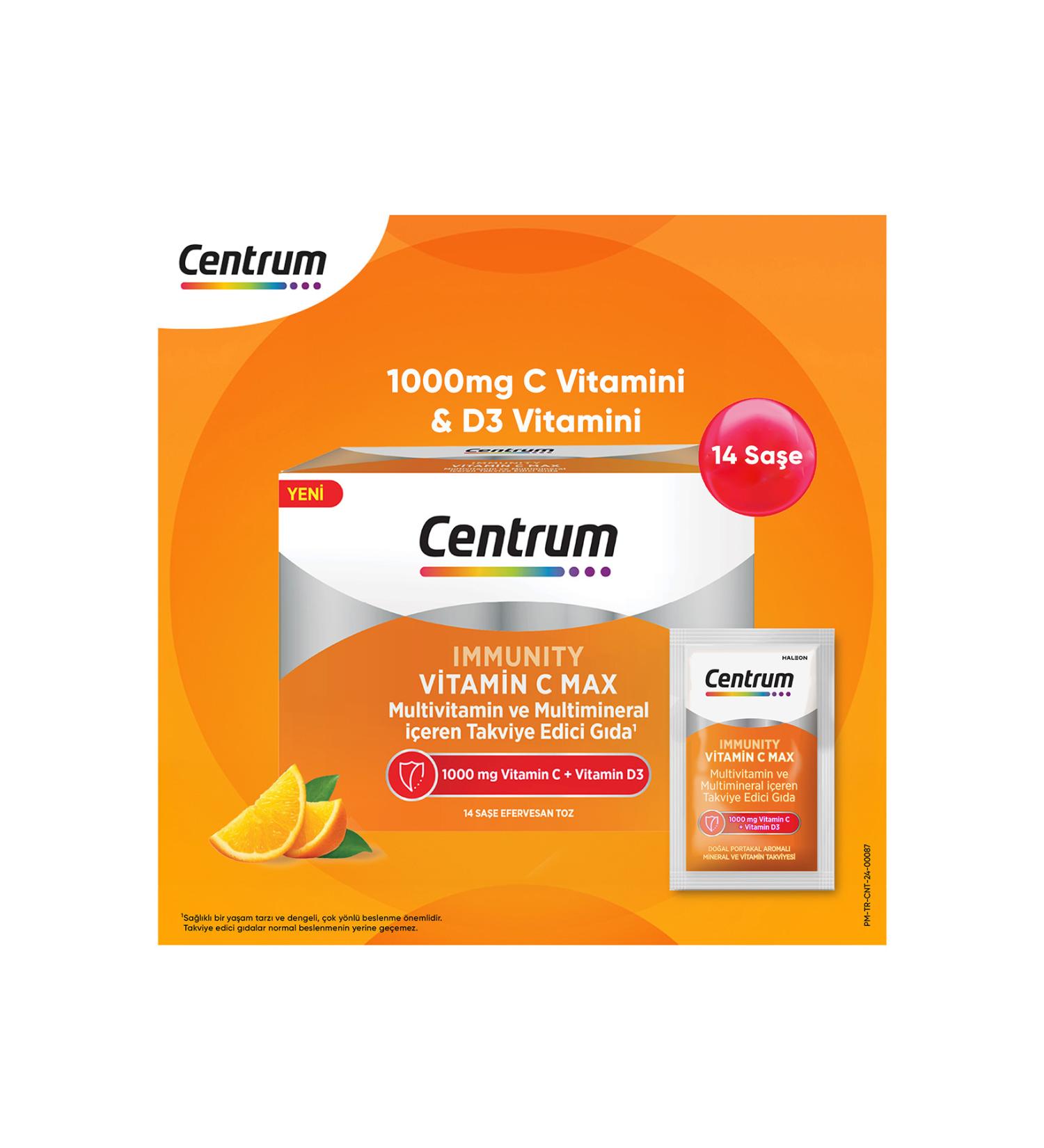 Centrum Immunity Vitamin C Max Effervescent Powder 14 Sachets - Buy Online on GoSupps.com
