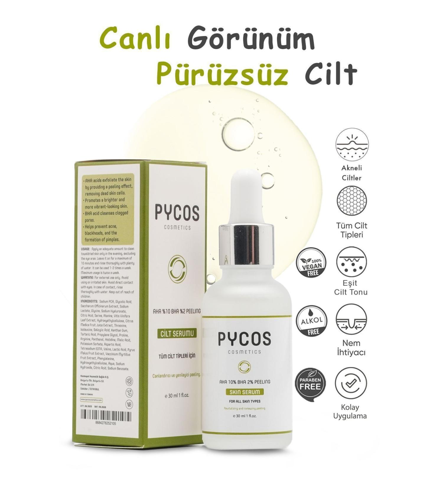 PYCOS COSMETICS Aha Bha 2% Peeling Revitalizing Skin Tone Equalizer Anti-Spot Skin Care Serum 30ml - Buy Online on GoSupps.com