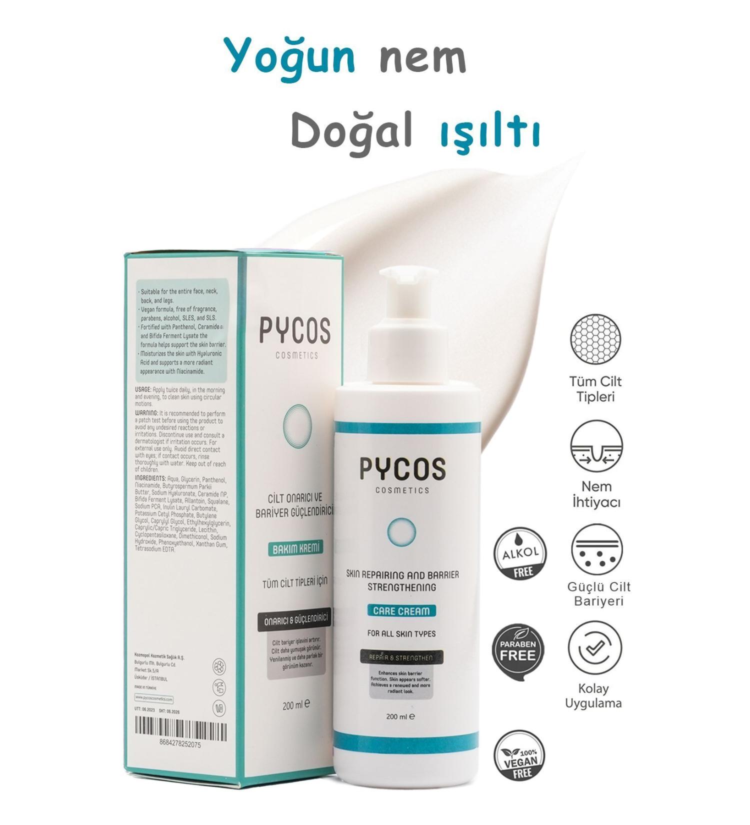 PYCOS COSMETICS Barrier Repair and Strengthening Skin Care Cream 200 ML Hyaluronic Acid Panthenol Ceramide - Buy Online on GoSupps.com