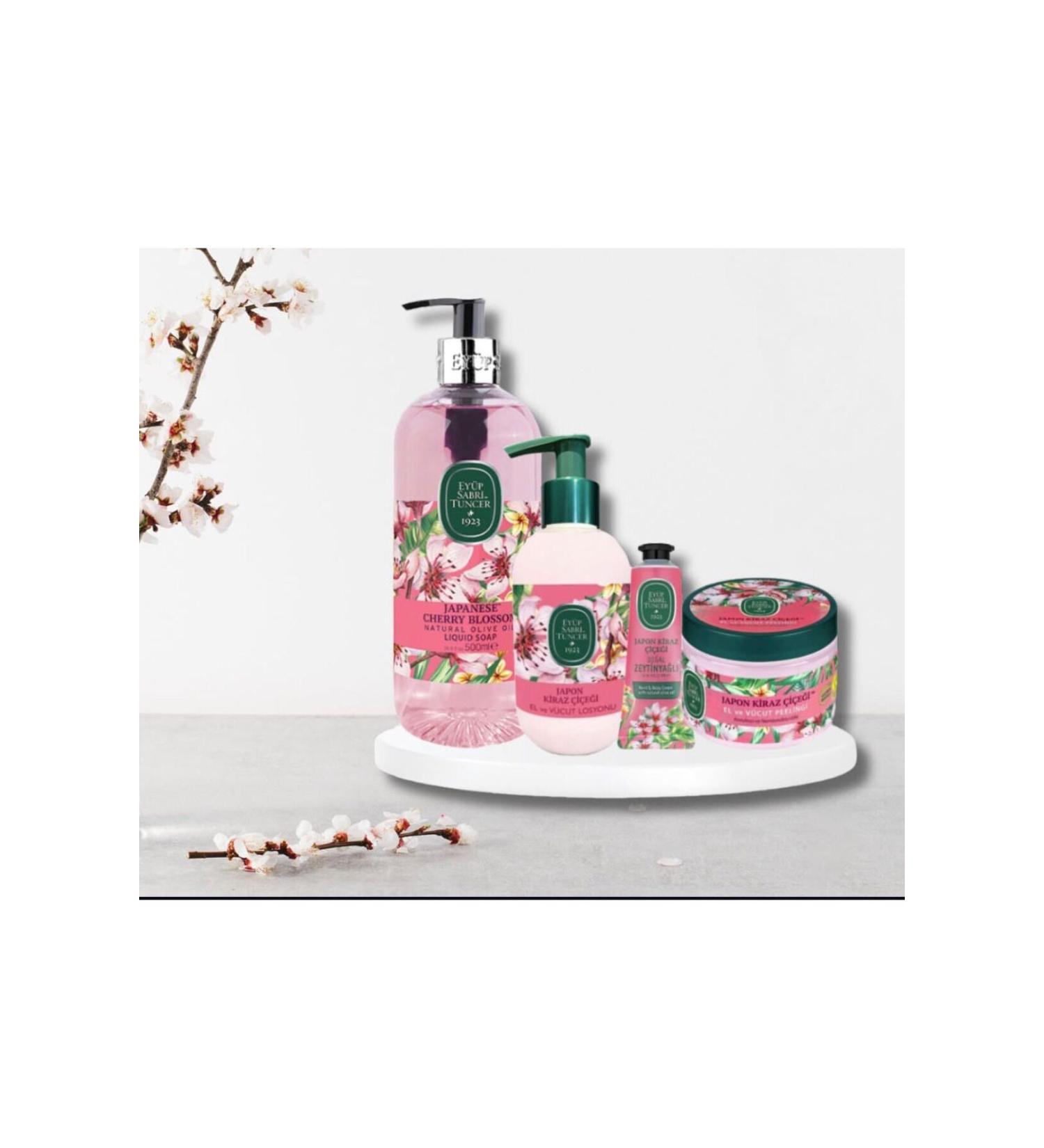 Ey p Sabri Tuncer EY P SABR TUNCER JAPANESE CHERRY BLOSSOM BODY CARE SET 1 (Peeling Lotion Cream Liquid Soap) - Buy Online on GoSupps.com