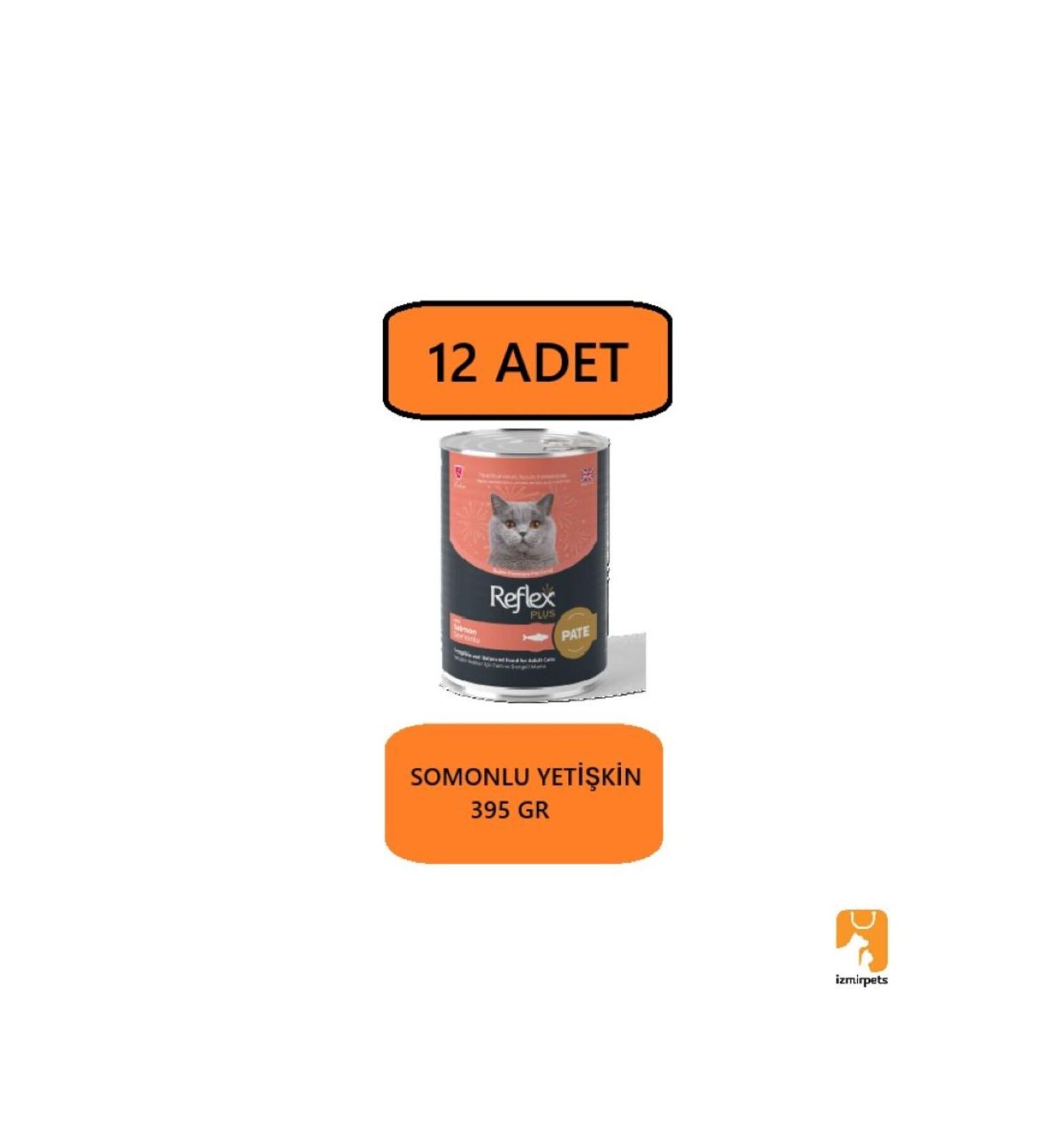 Reflex Plus Pate Adult Wet Canned Cat Food with Minced Salmon 395 Gr x 12 PIECES