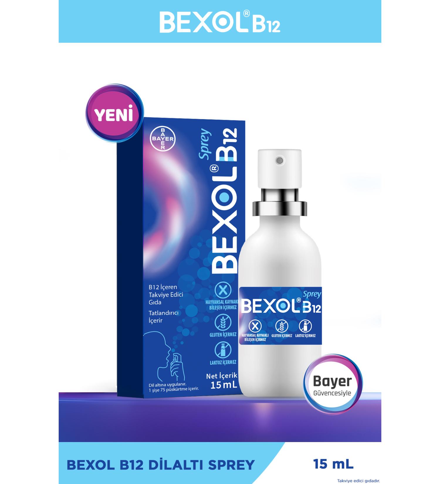 Bexol B12 Sublingual Spray 15 ml Vitamin B12 Containing Supplementary Food 8699546650088 - Buy Online on GoSupps.com