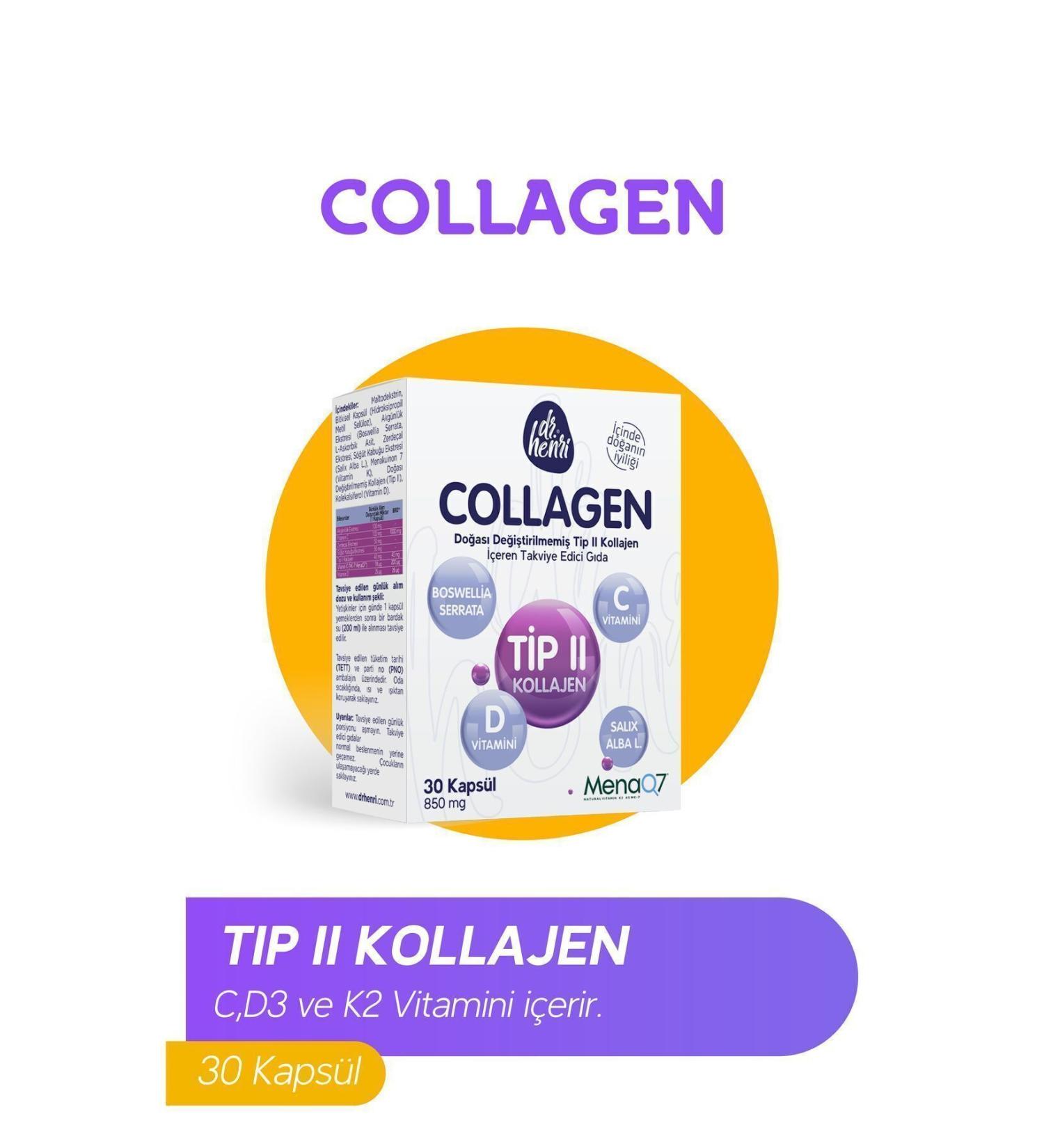 Dr.Henri Type 2 Collagen Containing 30 Capsules Supplementary Food Collagen - Buy Online on GoSupps.com