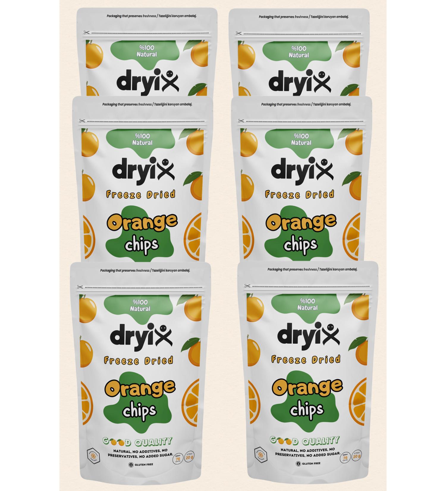 Dryix 6 Pack Dried Orange 20 Gr Freeze Dried Crispy Fruit Chips Freeze Dried