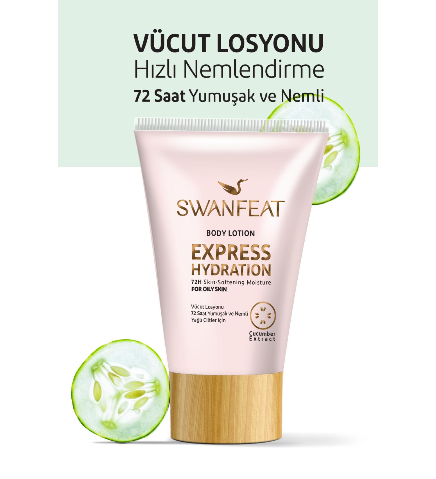 SWANFEAT Cucumber Extract Vitamin E Fast Moisturizing Body Lotion for Oily Skin