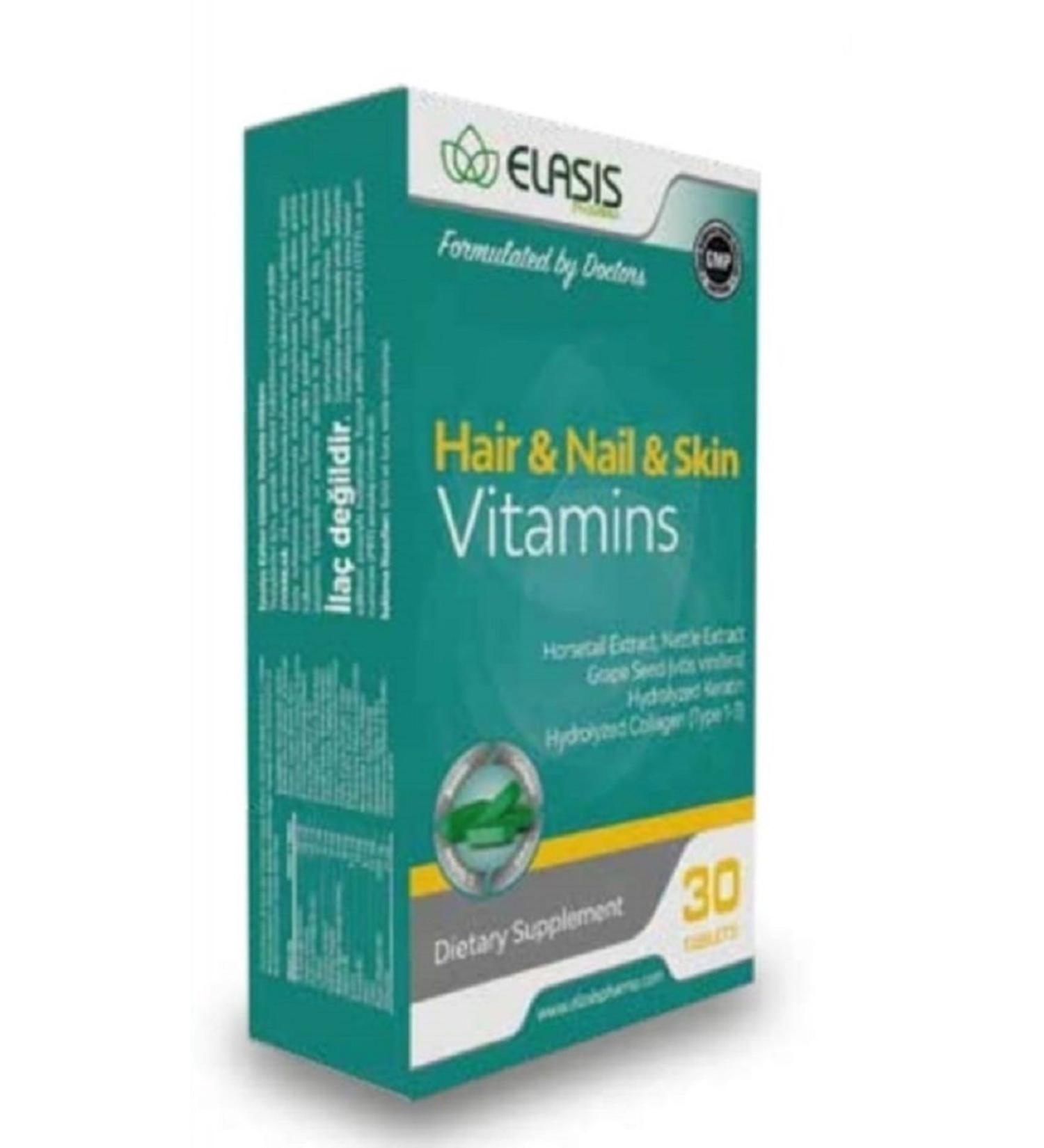 ELAS S PHARMA Elasis Hair Nail Skin Vitamins 30 Tablets