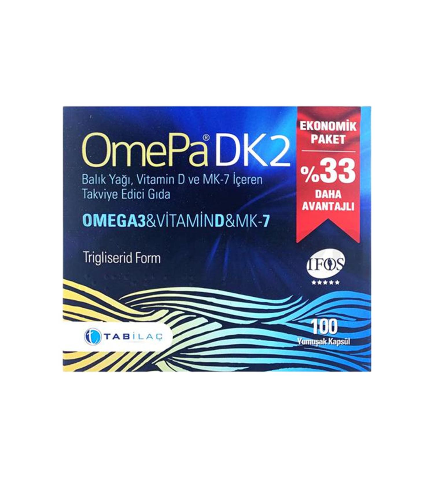 Omepa Dk2 Omega 3 & Vitamin D & Menaq7 100 Softgels