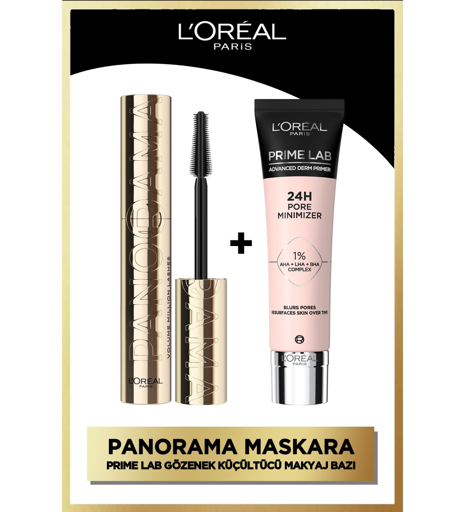 L'Oreal Paris Panorama Black + Prime Lab Pore Minimizer Pore Minimizing Primer with Aha and Bha - Makeup Base